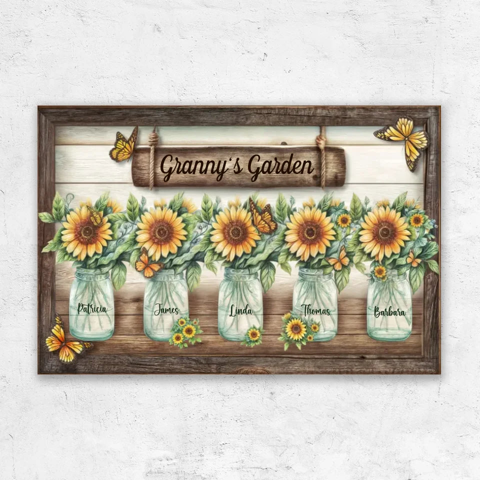 Personalized Canvas “Granny’s sunflower garden”
