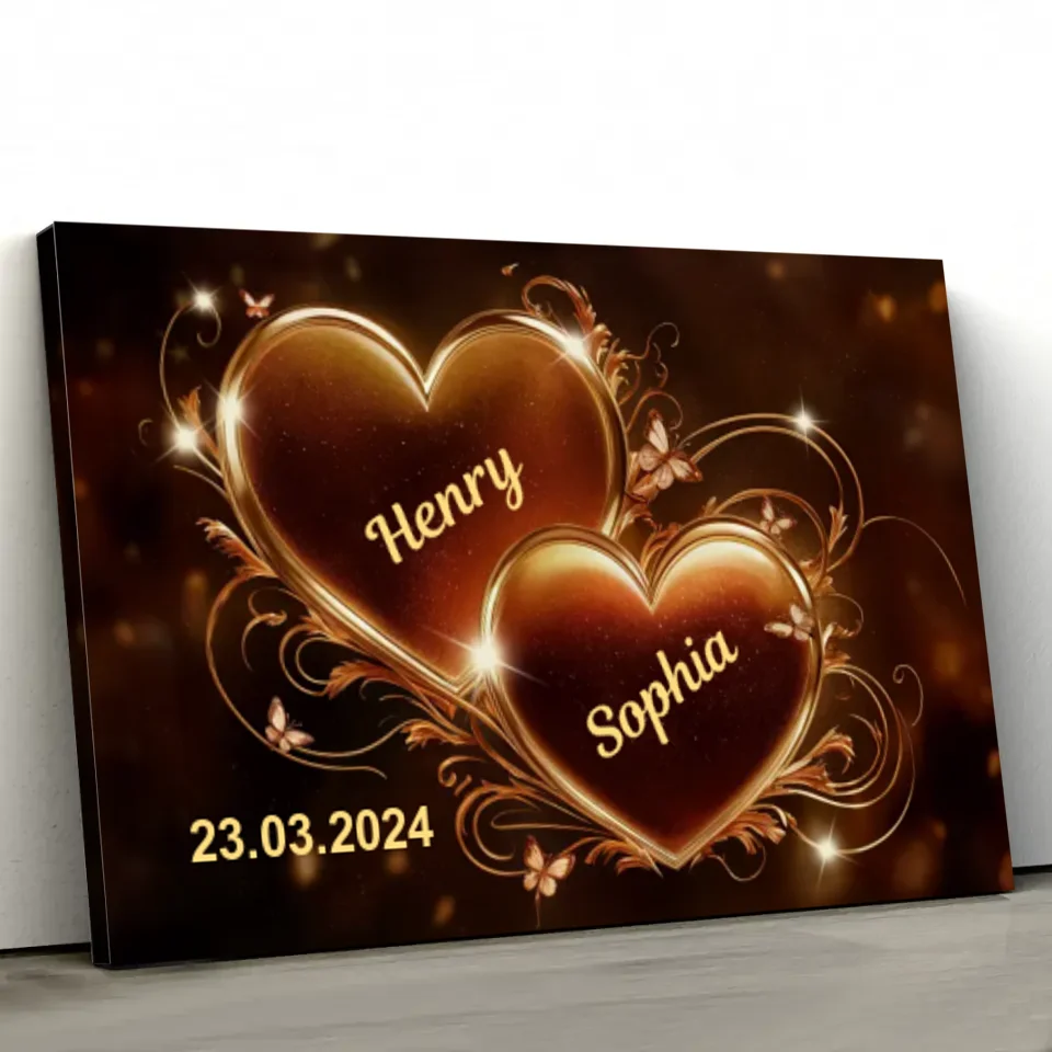 Personalized canvas “Sparkling hearts”