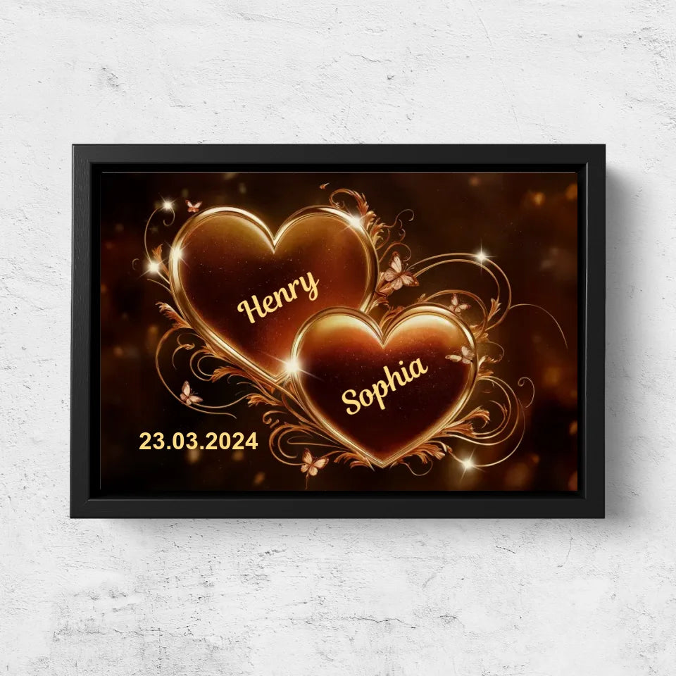 Personalized canvas “Sparkling hearts”