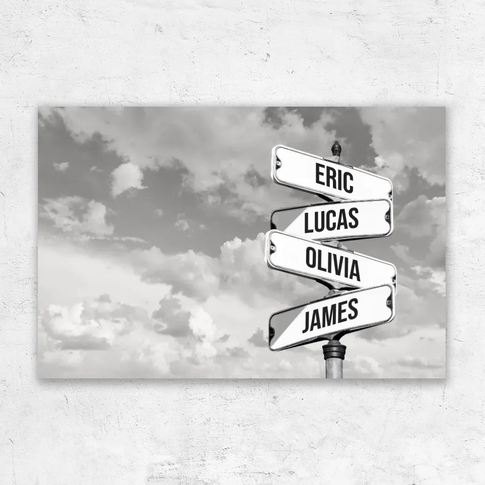 Personalized Canvas “Vintage street sign for families - Horizontal”