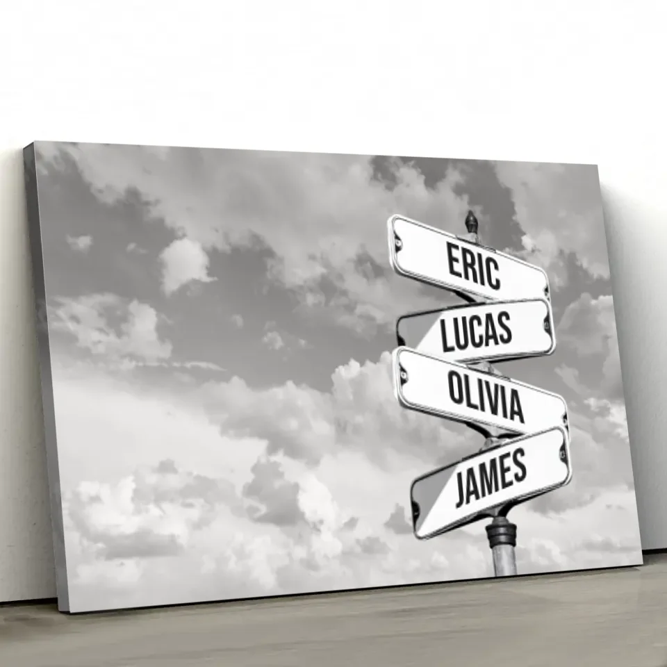 Personalized Canvas “Vintage street sign for families - Horizontal”