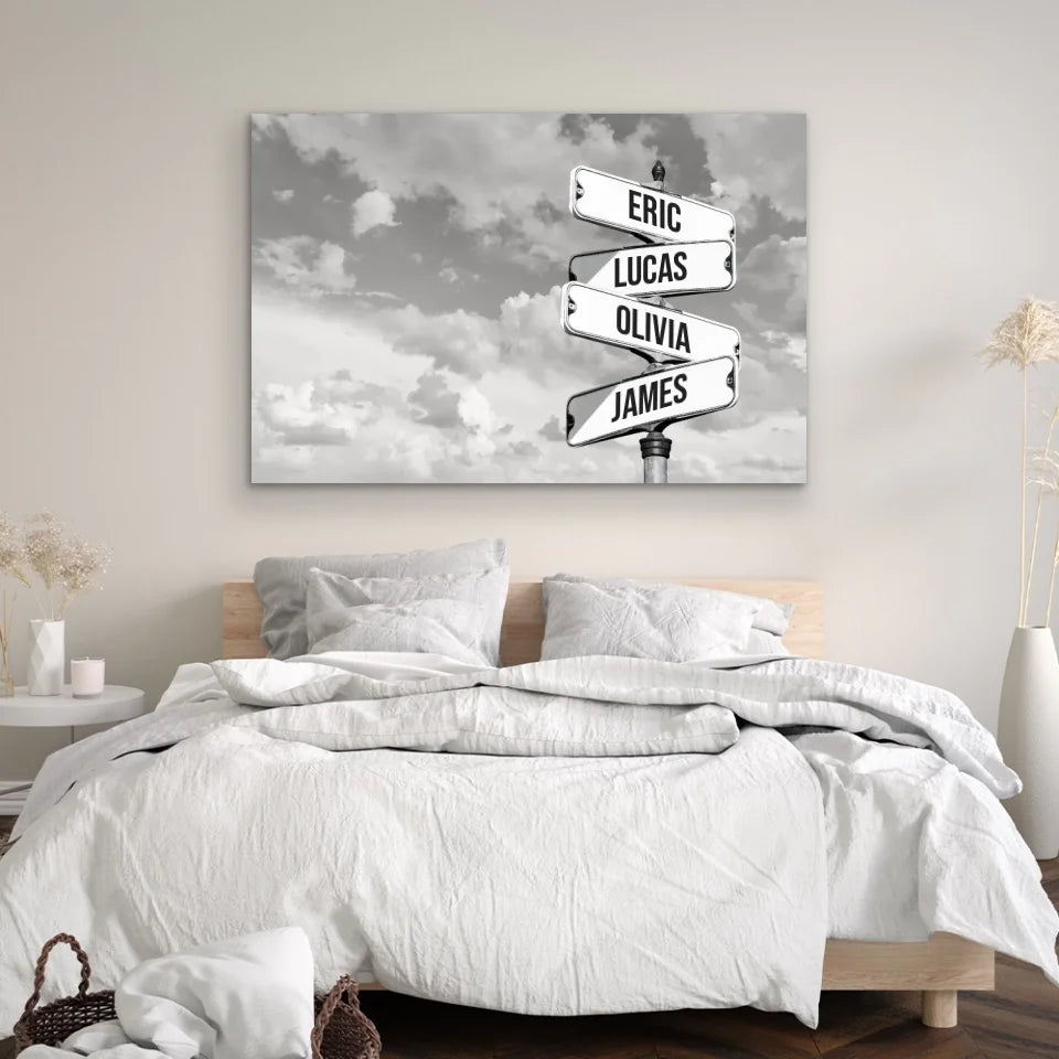 Personalized Canvas “Vintage street sign for families - Horizontal”