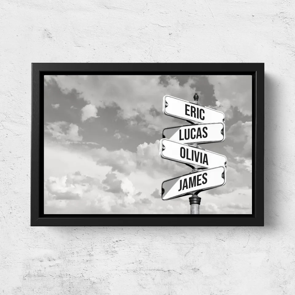 Personalized Canvas “Vintage street sign for families - Horizontal”