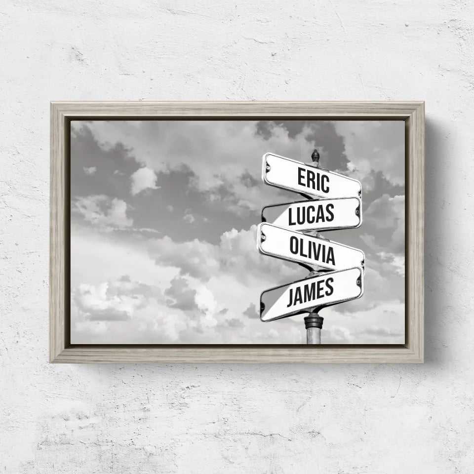 Personalized Canvas “Vintage street sign for families - Horizontal”