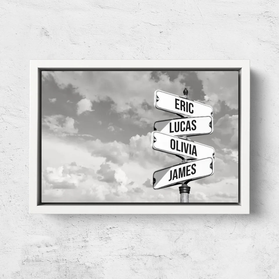 Personalized Canvas “Vintage street sign for families - Horizontal”