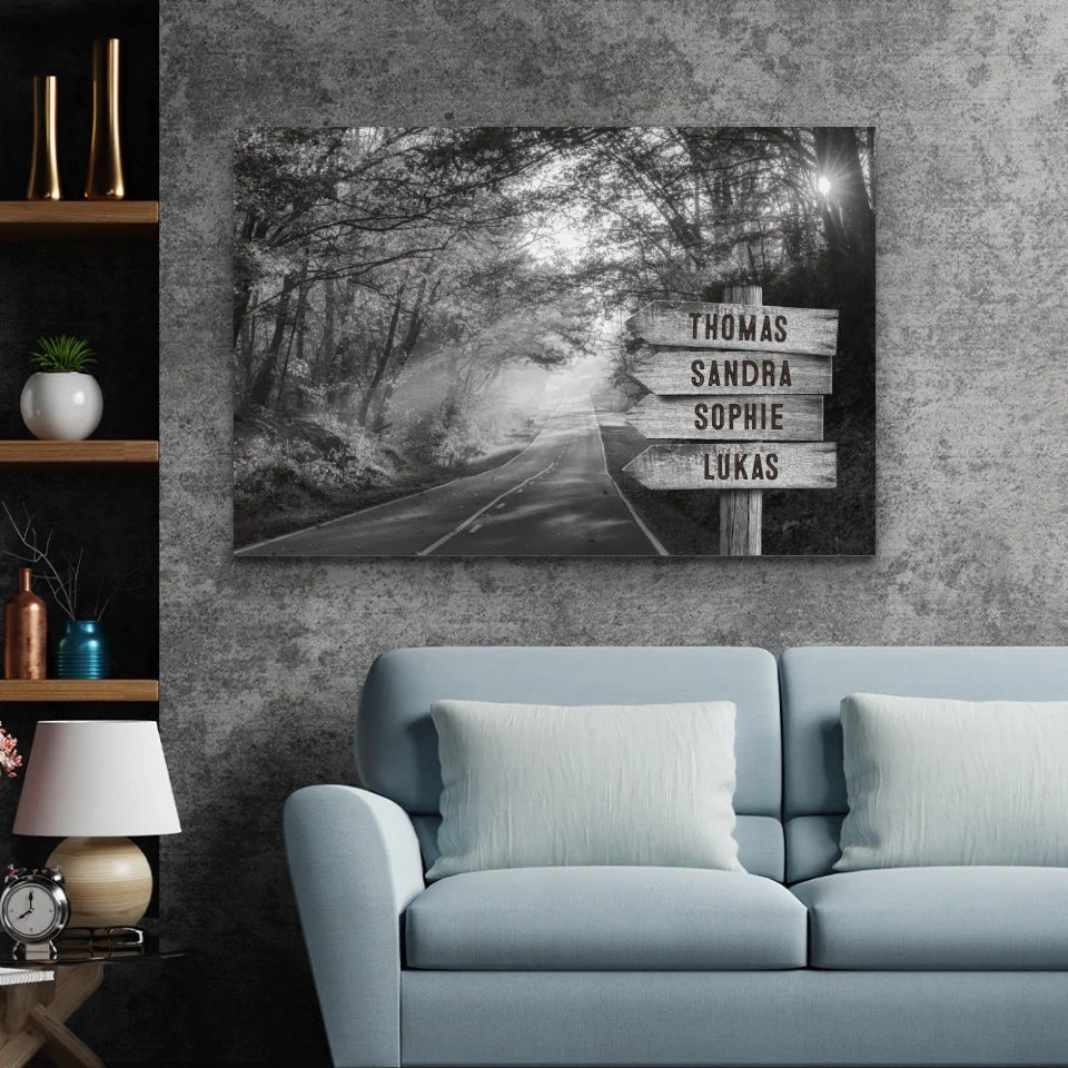 Personalized canvas “Signpost on the forest path”