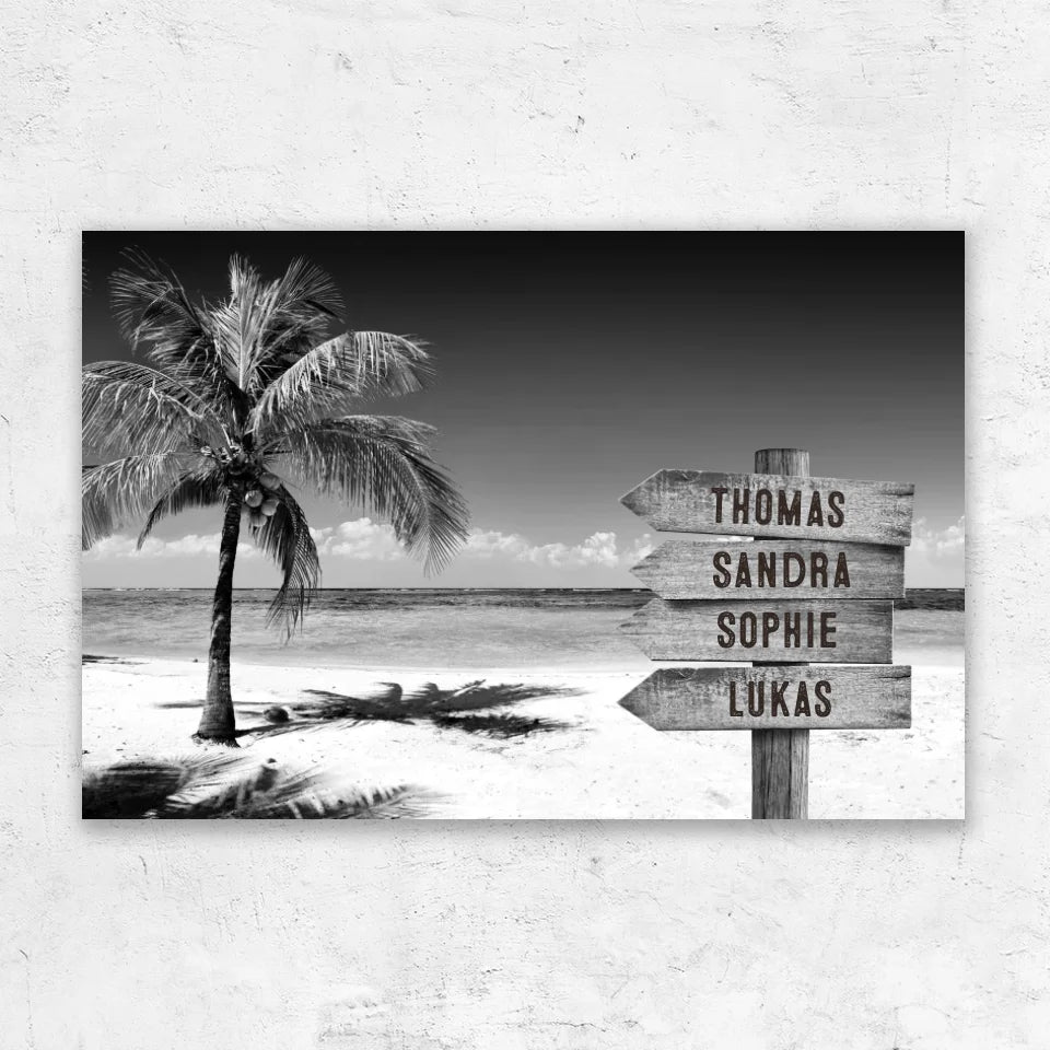 Personalized canvas “Signpost at the tropical ocean”