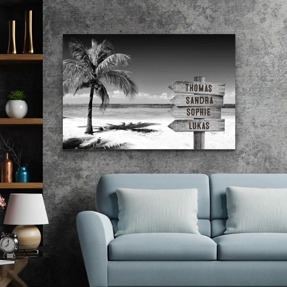 Personalized canvas “Signpost at the tropical ocean”