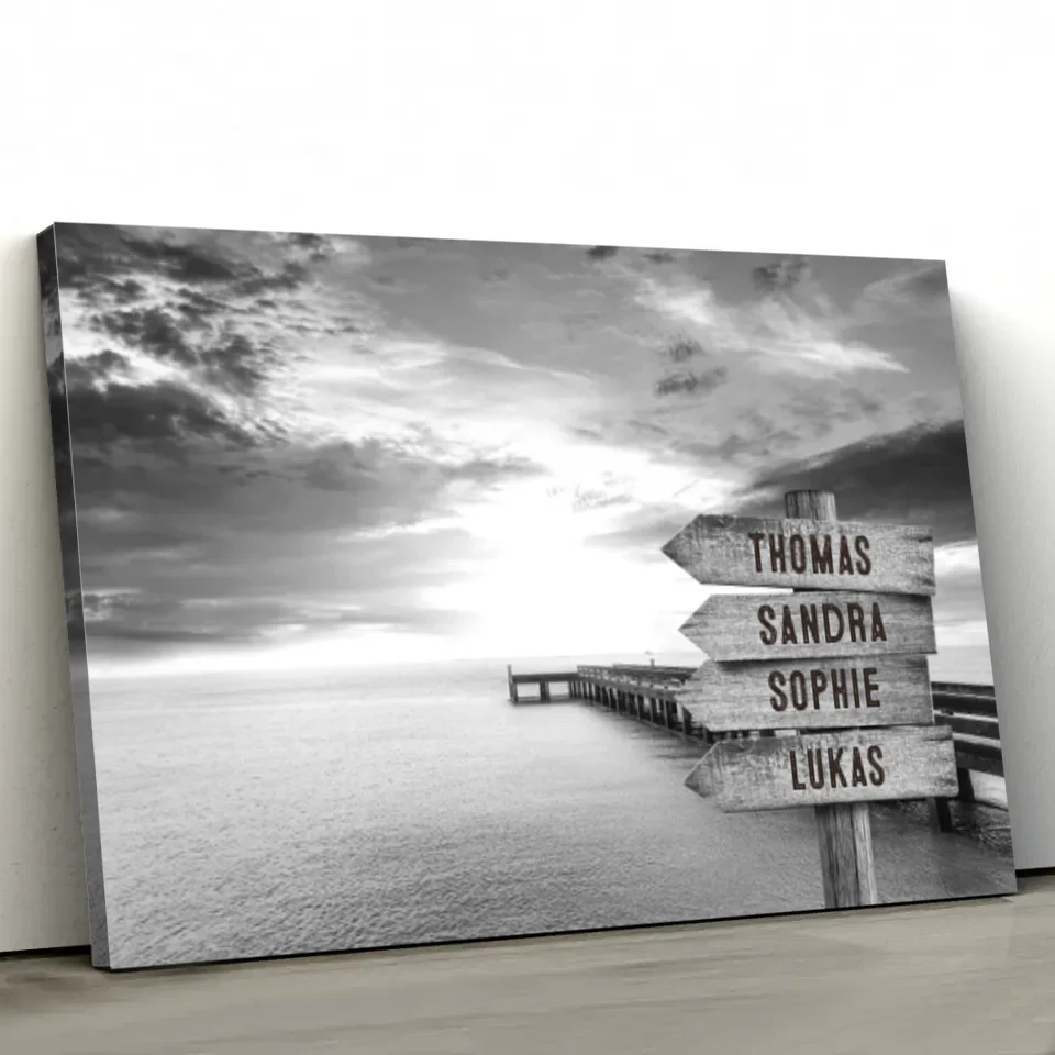 Personalized canvas “Signpost on the jetty by the sea”