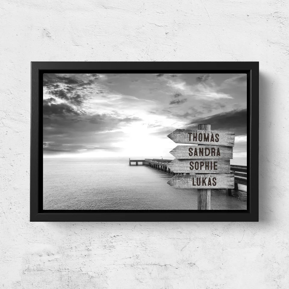 Personalized canvas “Signpost on the jetty by the sea”