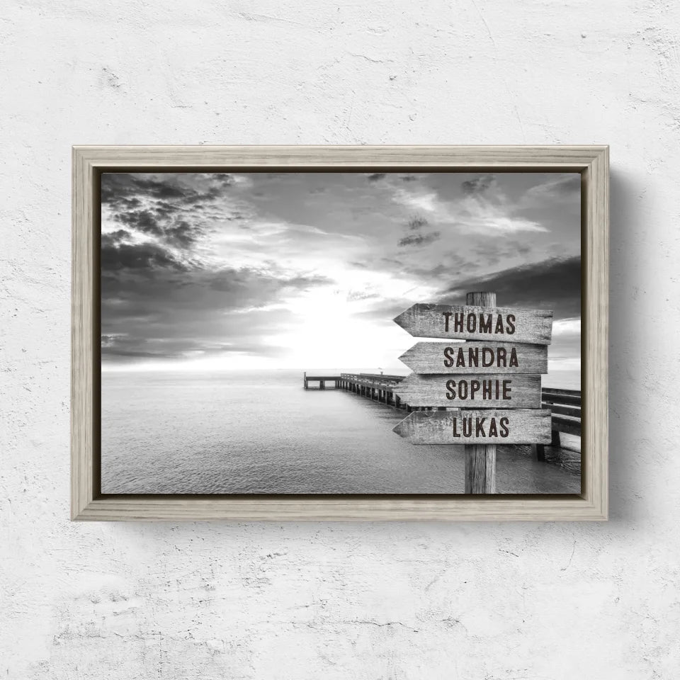 Personalized canvas “Signpost on the jetty by the sea”