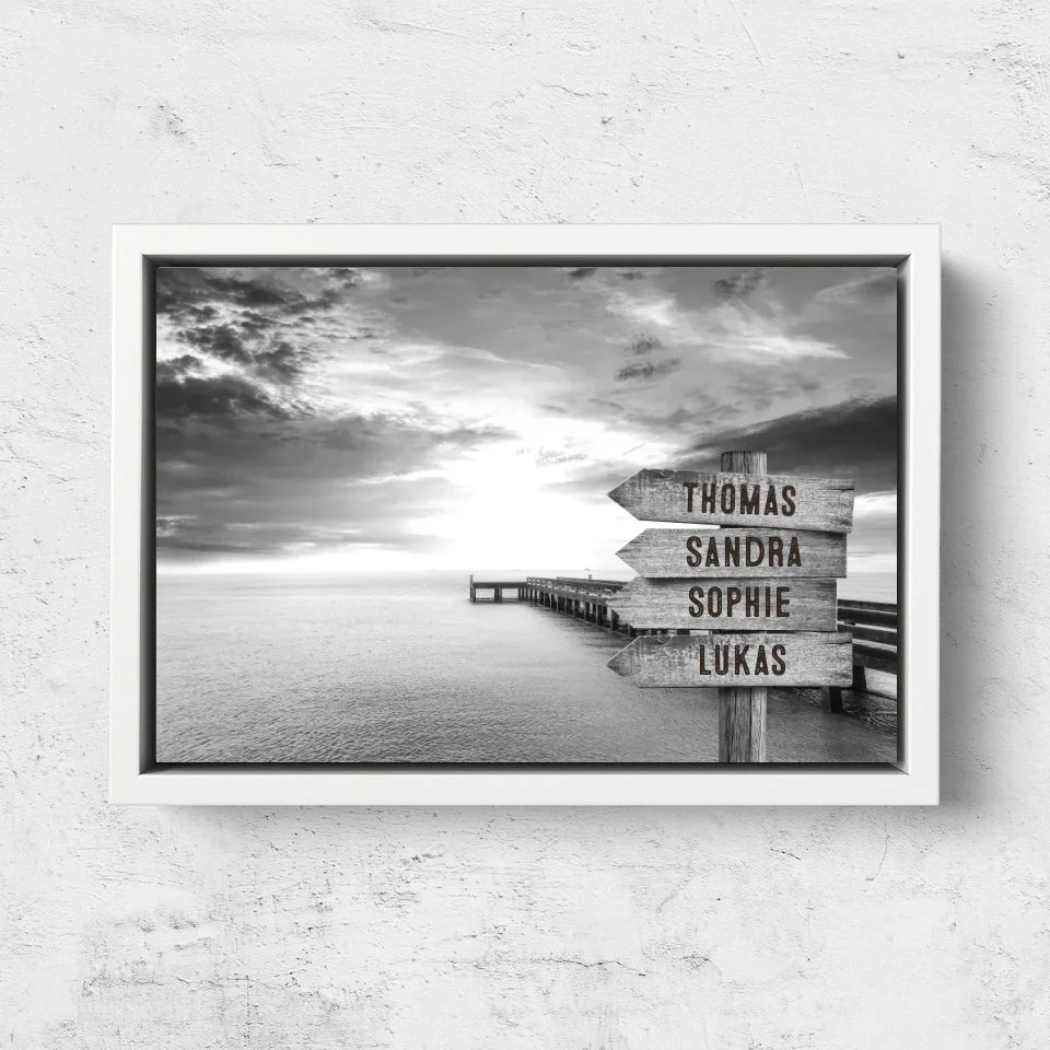 Personalized canvas “Signpost on the jetty by the sea”