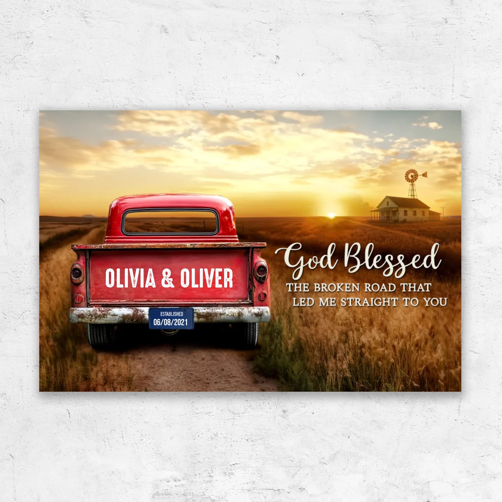 Personalized Canvas “God blessed the broken road”