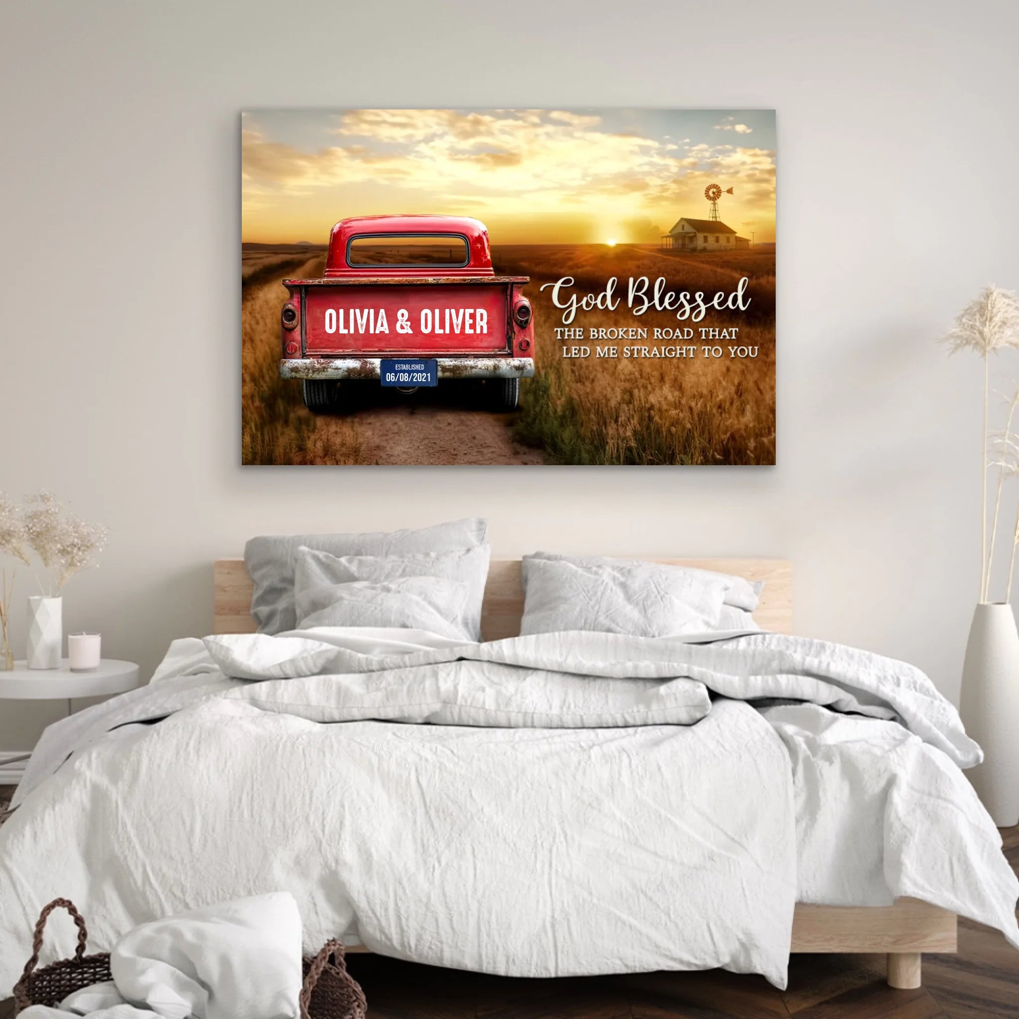 Personalized Canvas “God blessed the broken road”