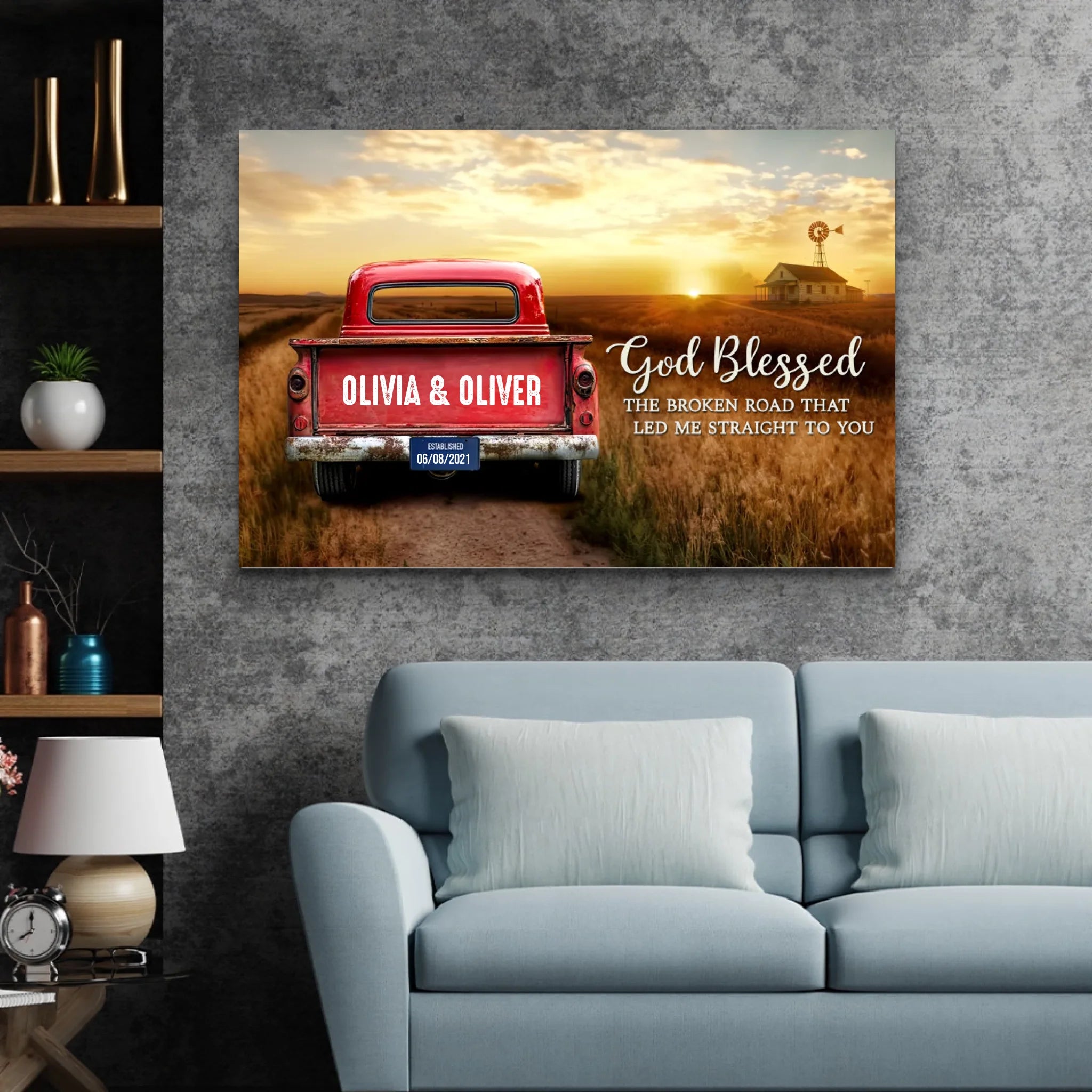 Personalized Canvas “God blessed the broken road”