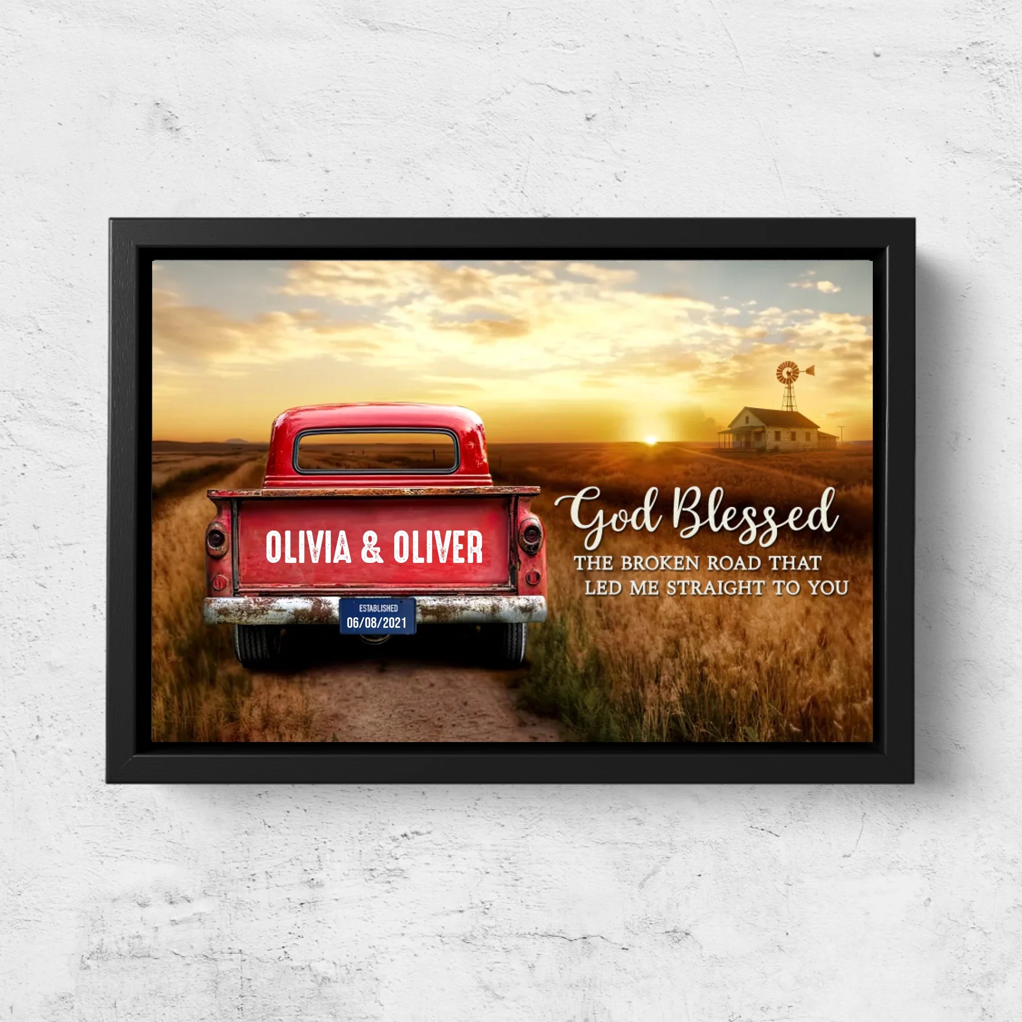 Personalized Canvas “God blessed the broken road”