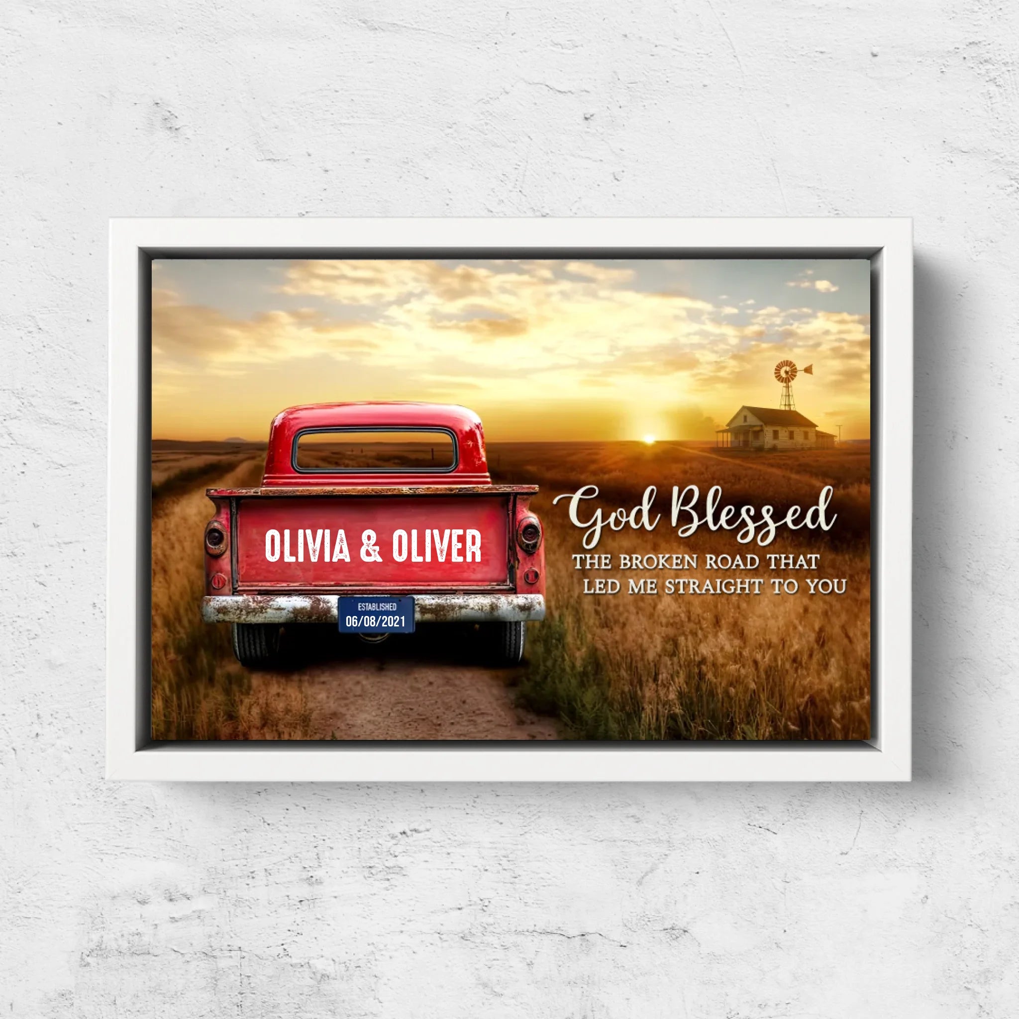 Personalized Canvas “God blessed the broken road”