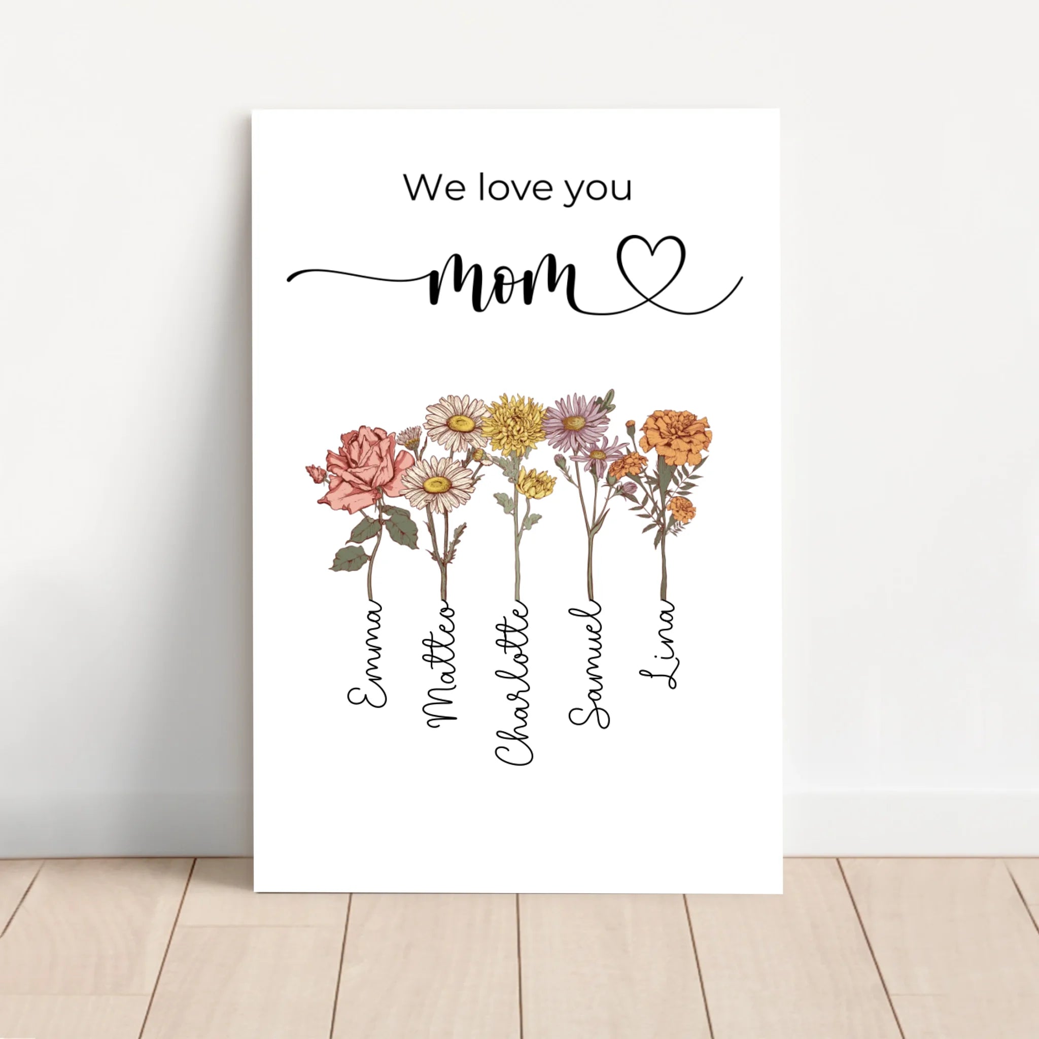 Personalized Canvas "Flowers For Mom - We love you"