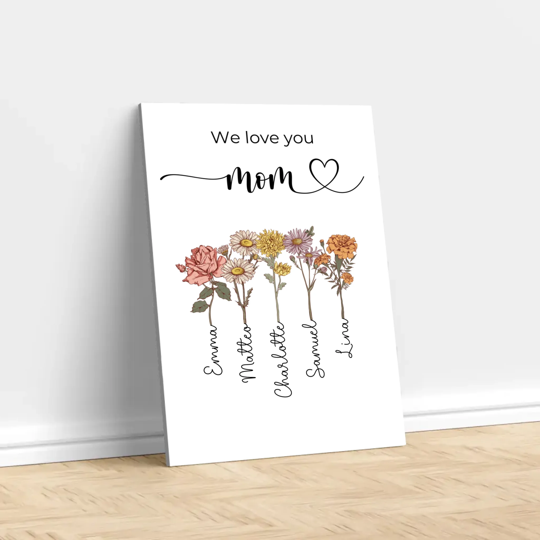 Personalized Canvas "Flowers For Mom - We love you"