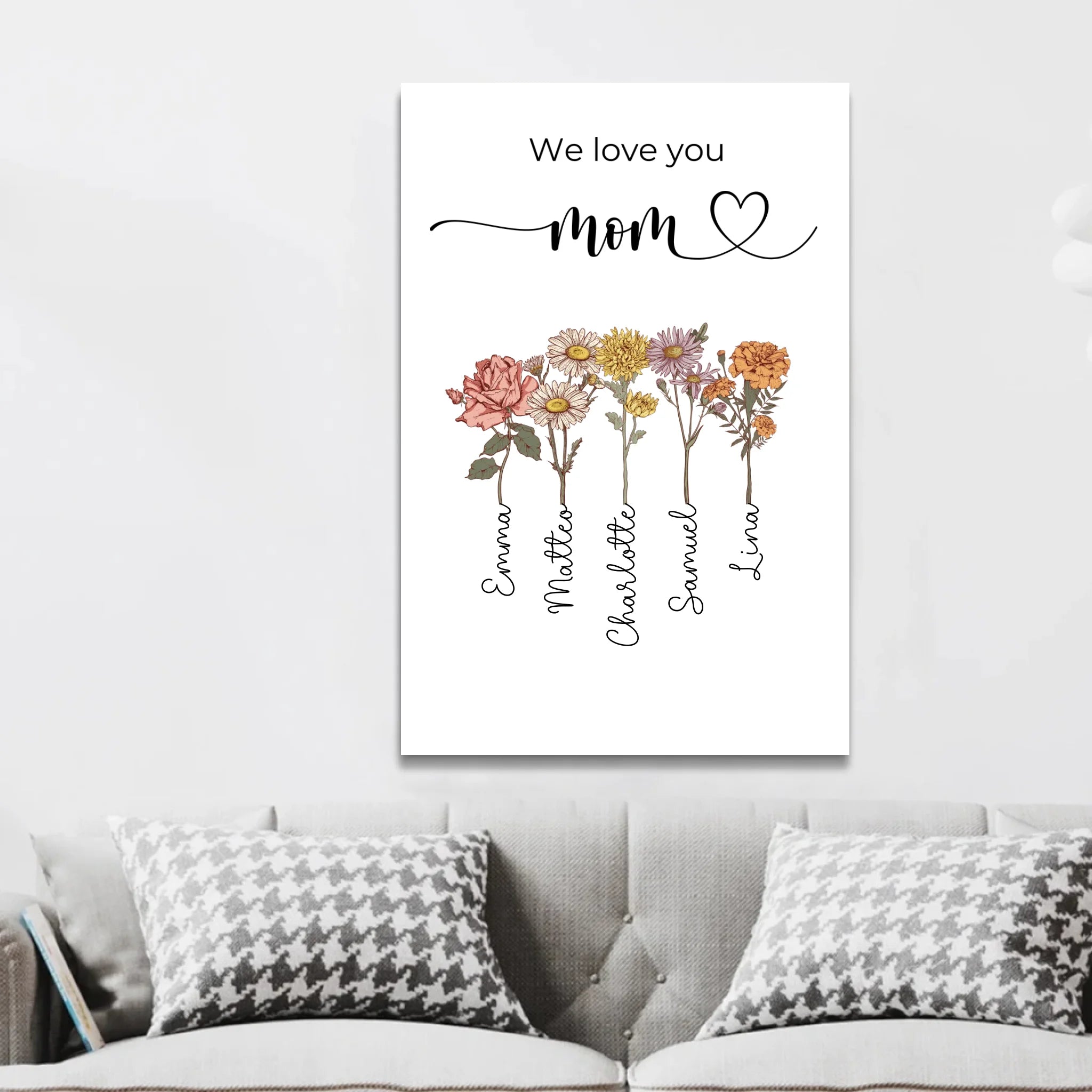Personalized Canvas "Flowers For Mom - We love you"
