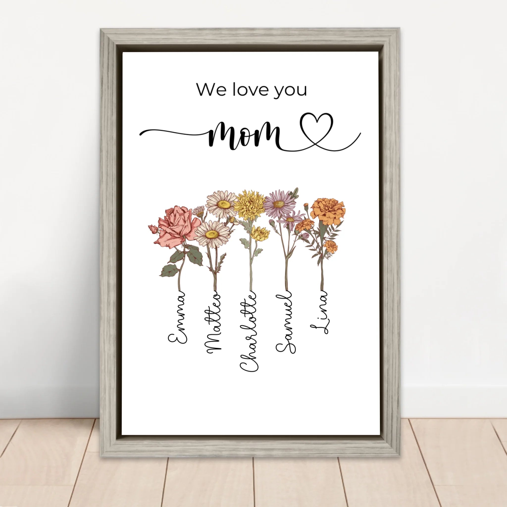 Personalized Canvas "Flowers For Mom - We love you"