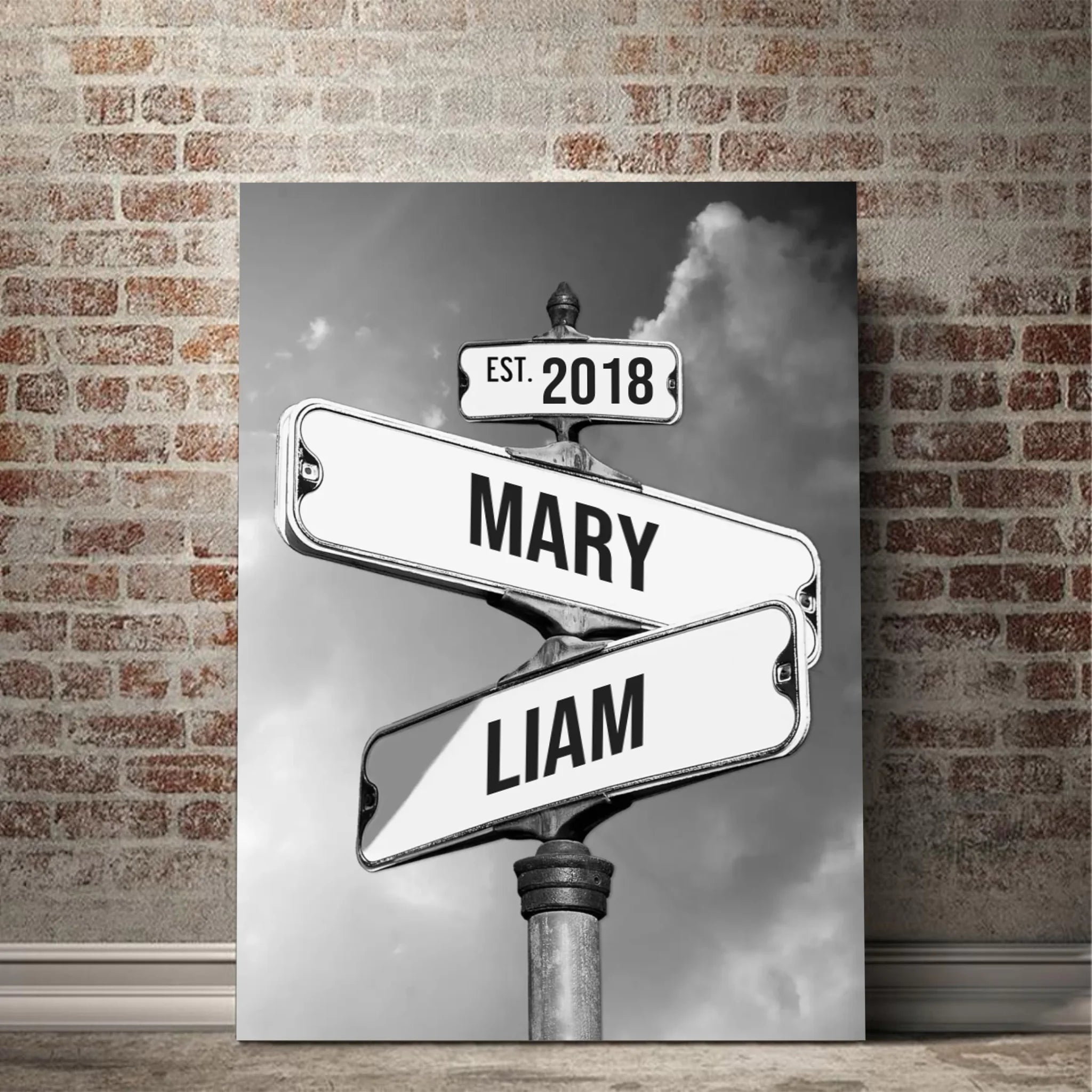 Personalized Canvas "Vintage Street Sign for couples"