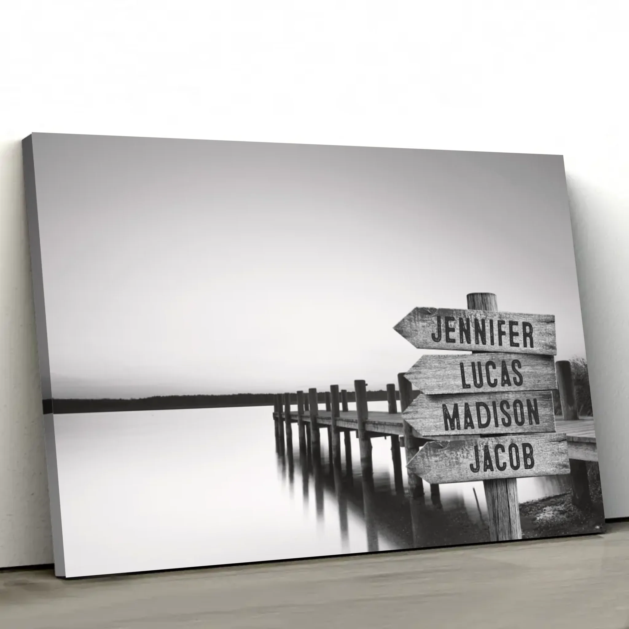 Personalized Canvas "Shared Signpost at the Lake“