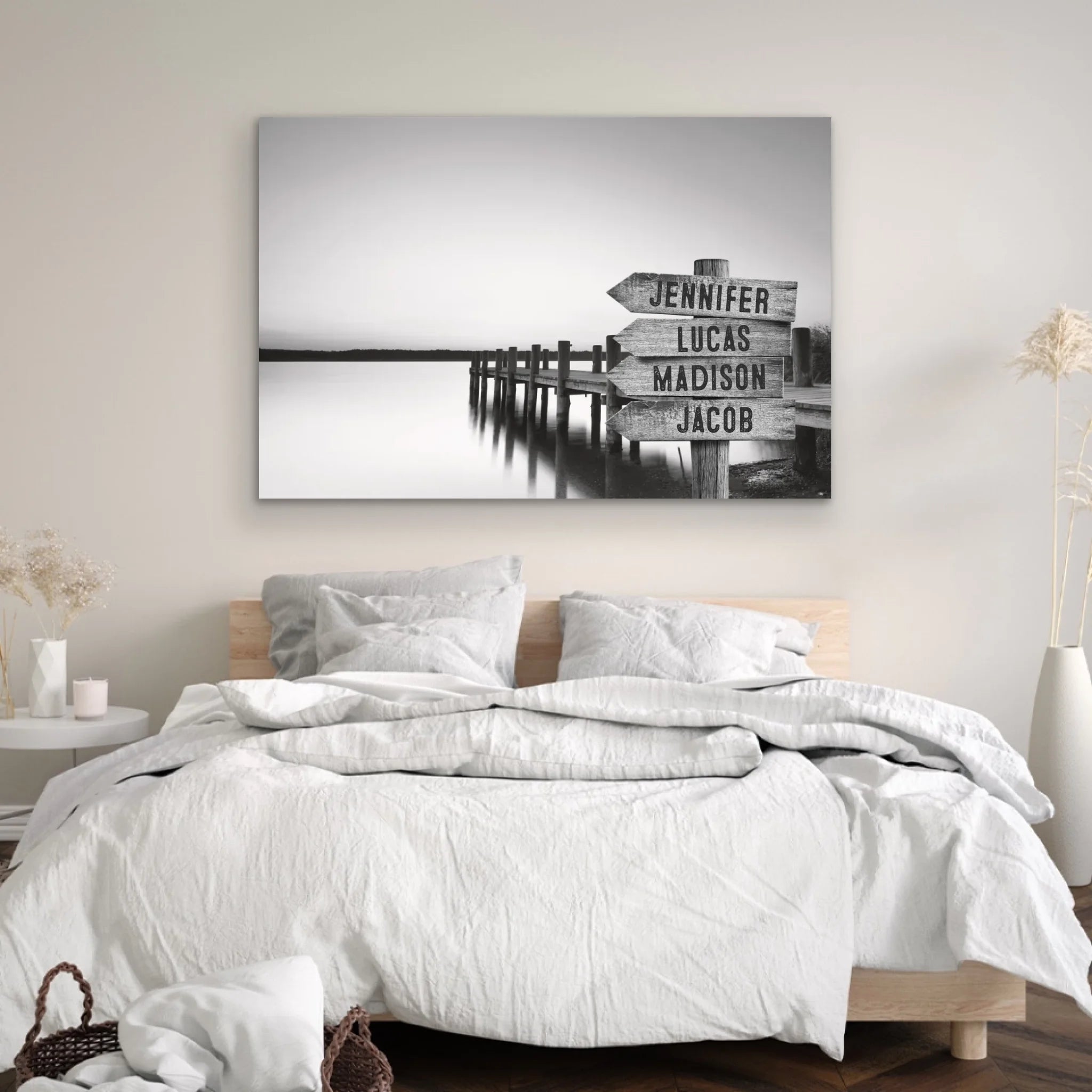 Personalized Canvas "Shared Signpost at the Lake“