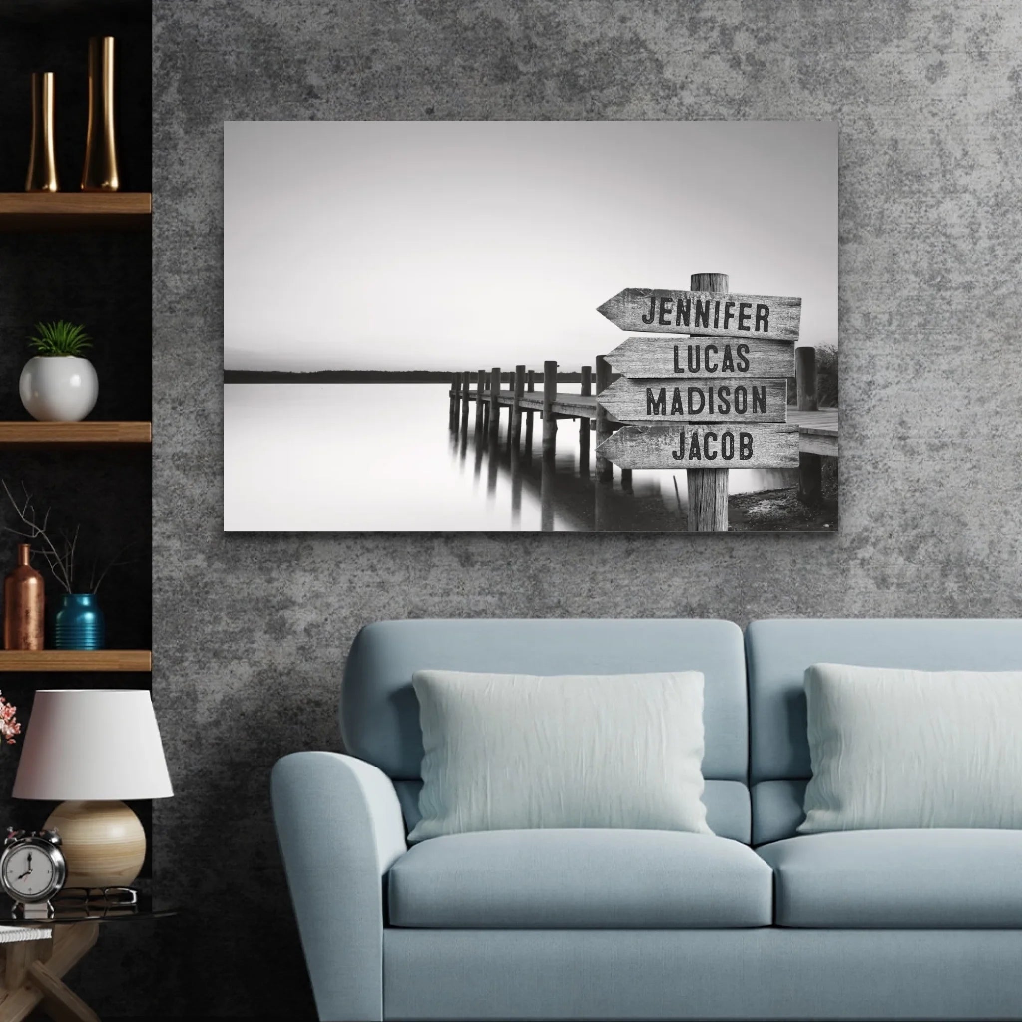 Personalized Canvas "Shared Signpost at the Lake“