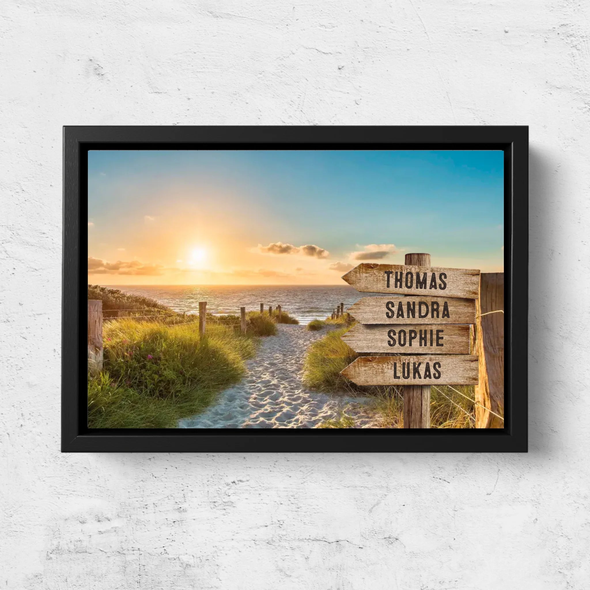 Personalized Canvas "Shared Signpost at the Beach“