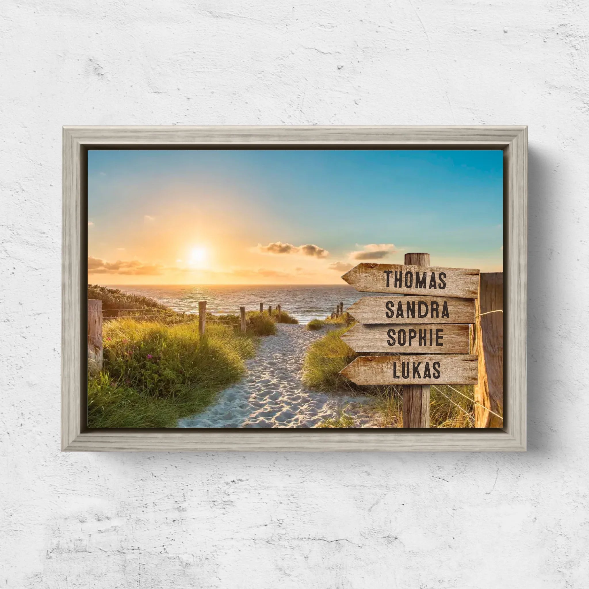 Personalized Canvas "Shared Signpost at the Beach“