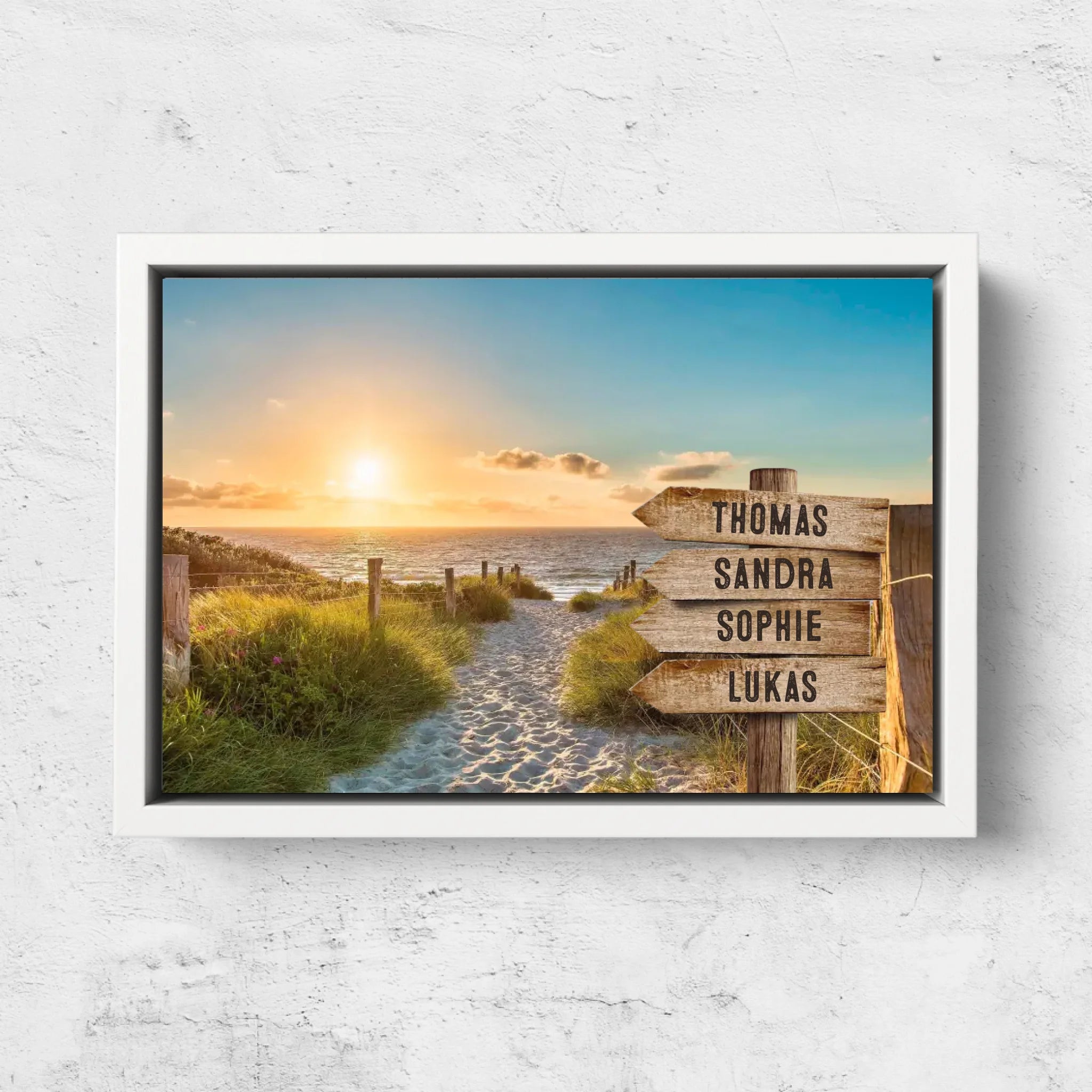 Personalized Canvas "Shared Signpost at the Beach“