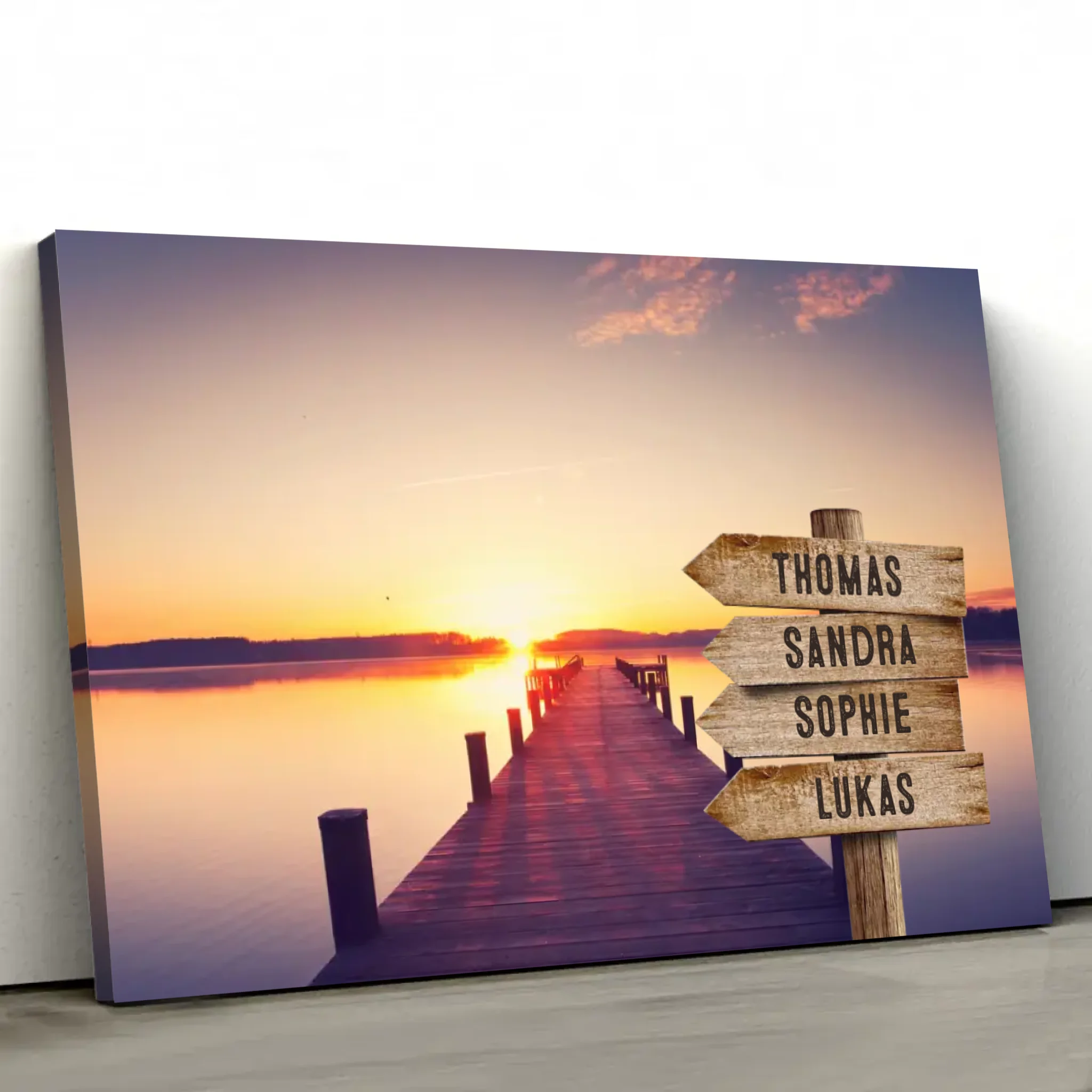 Personalized Canvas "Shared Signpost at the Pier"
