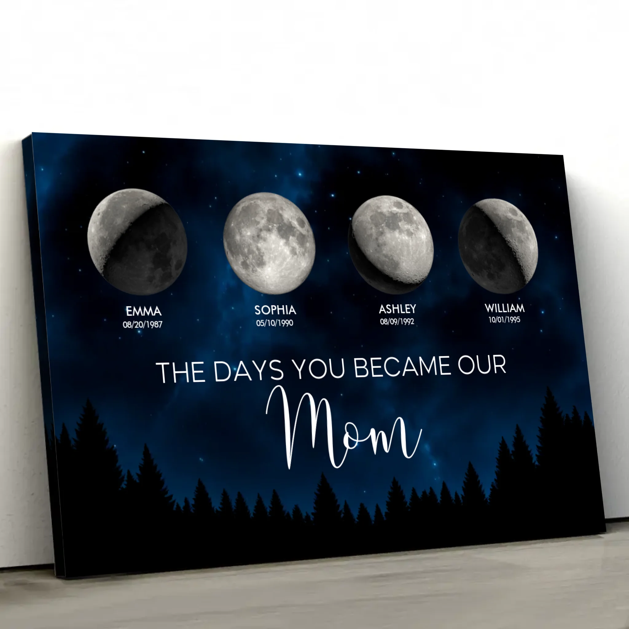 Personalized Canvas "Moon phase - The days you became our mom"