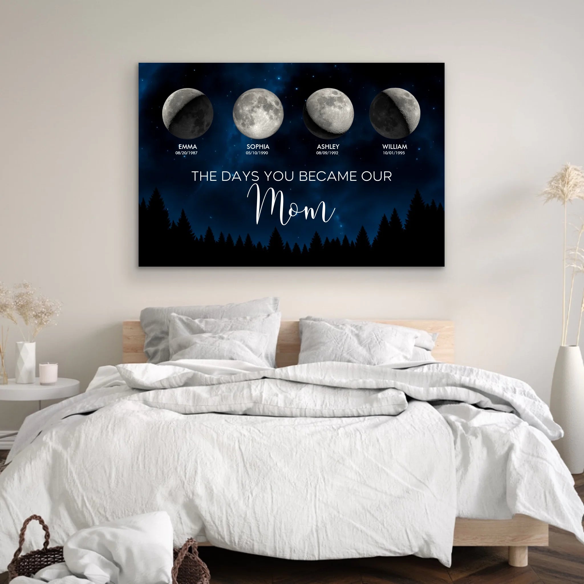 Personalized Canvas "Moon phase - The days you became our mom"
