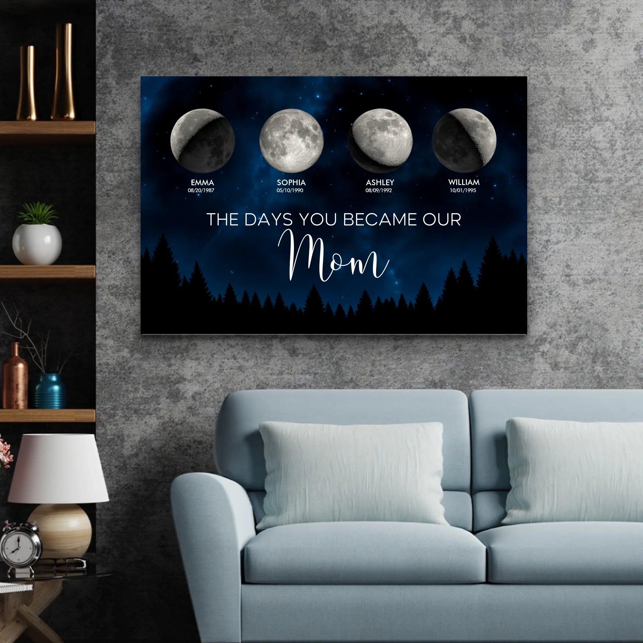 Personalized Canvas "Moon phase - The days you became our mom"