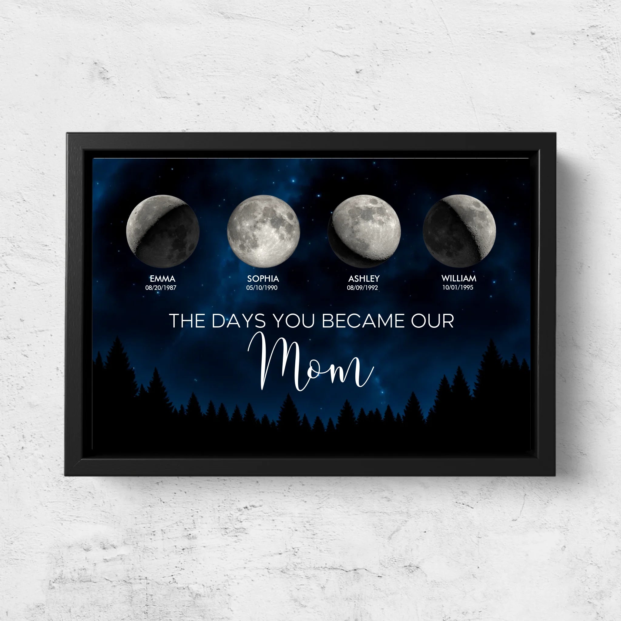 Personalized Canvas "Moon phase - The days you became our mom"