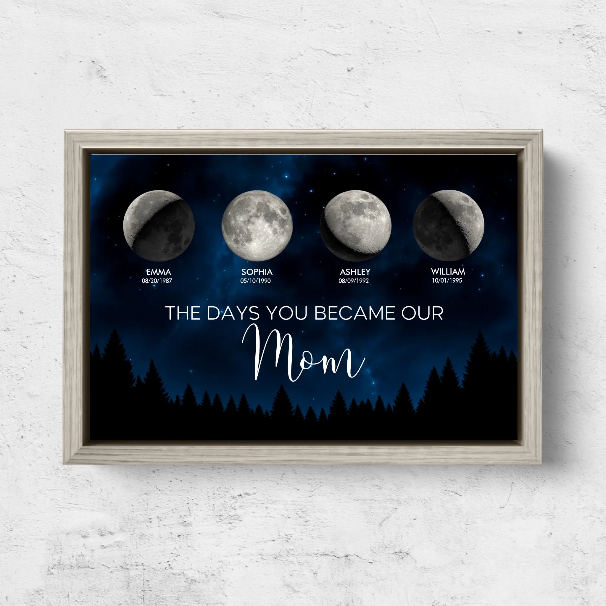 Personalized Canvas "Moon phase - The days you became our mom"