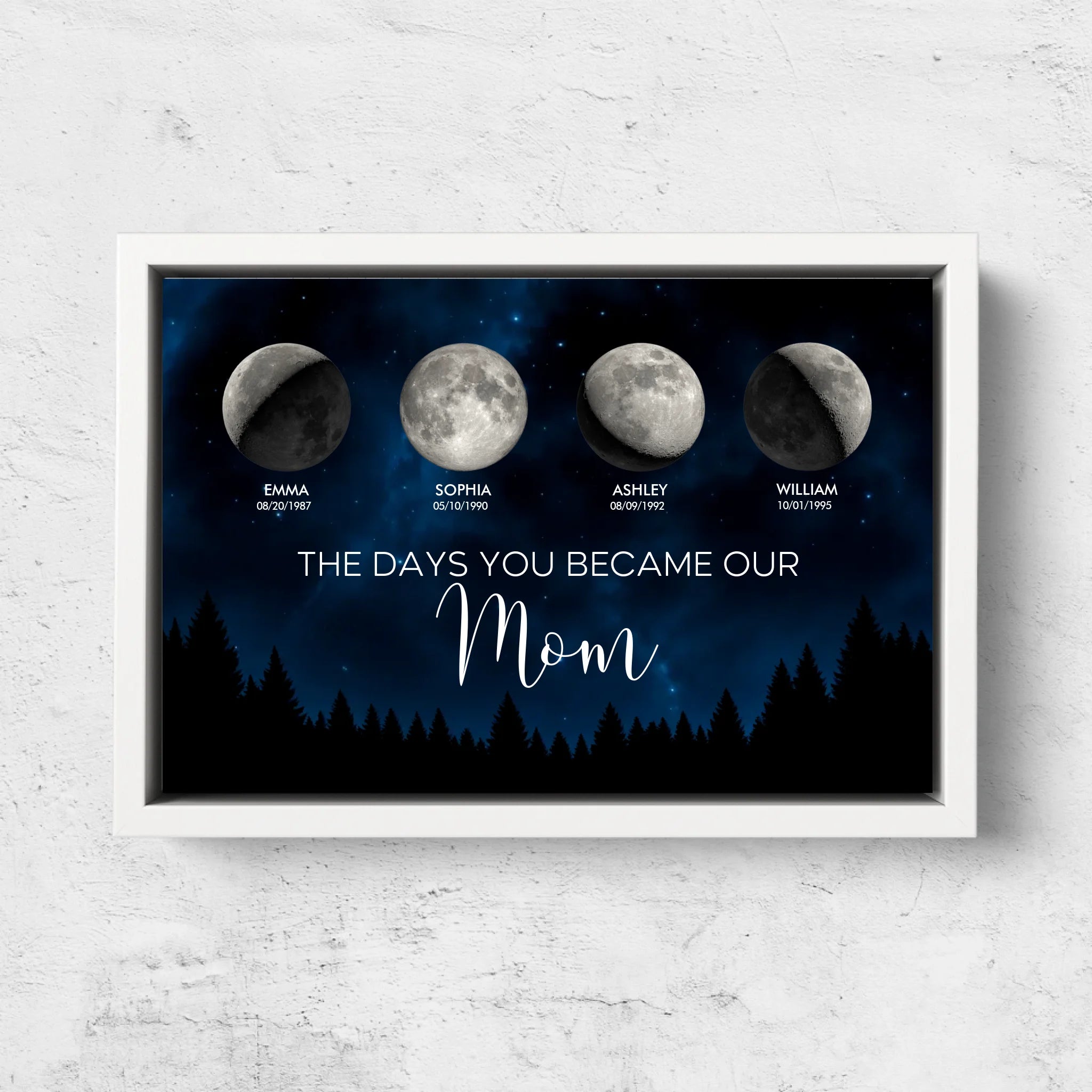 Personalized Canvas "Moon phase - The days you became our mom"