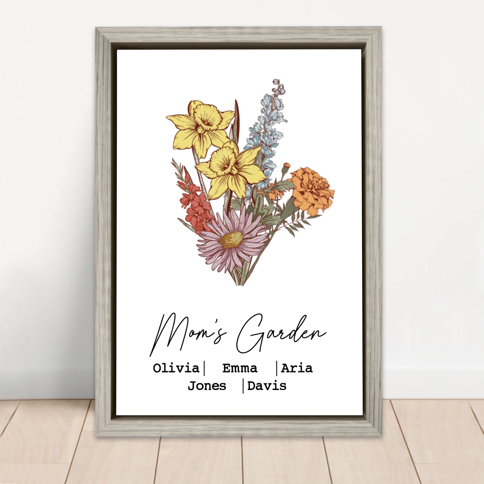 Personalized Canvas "Bouquet of birth flowers"