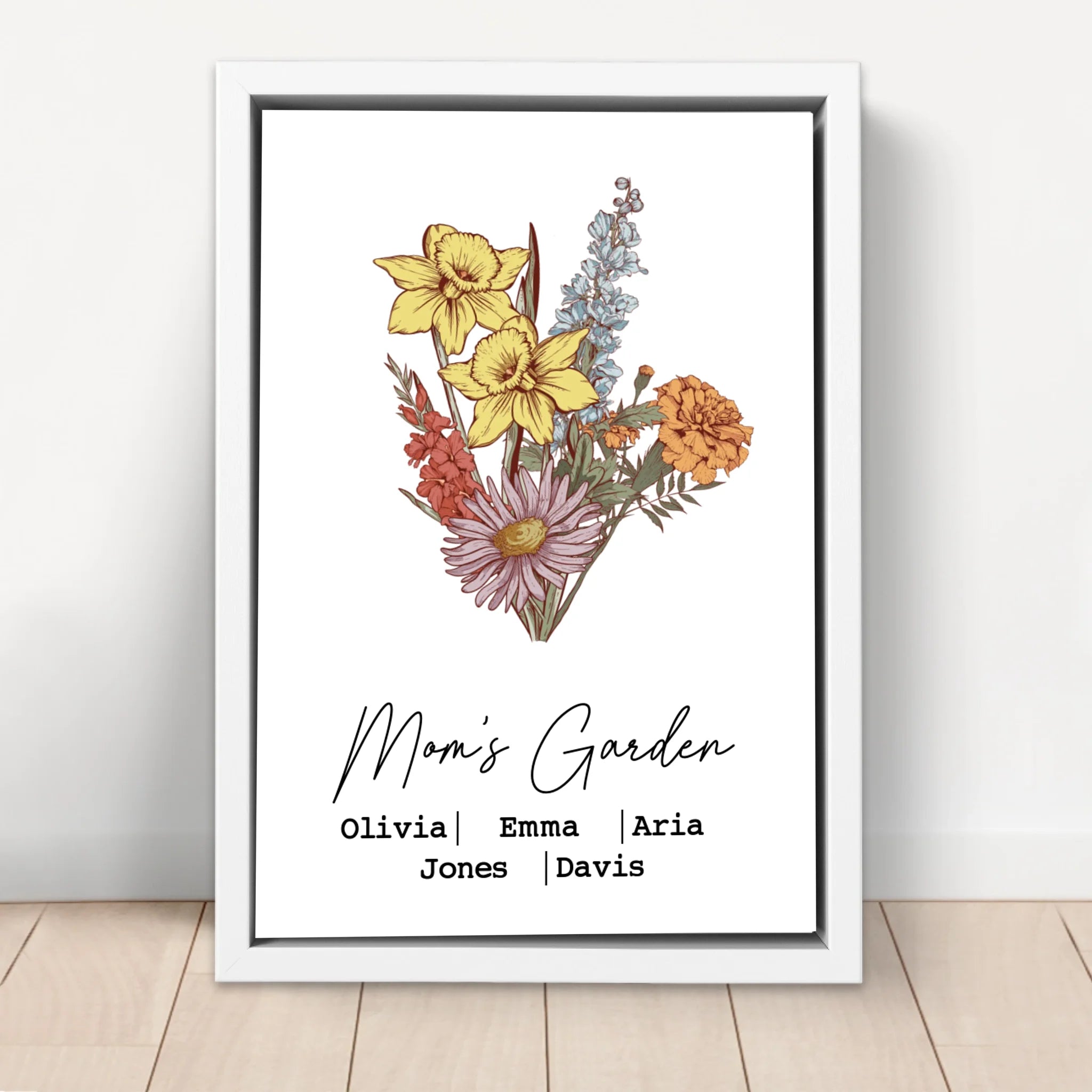 Personalized Canvas "Bouquet of birth flowers"