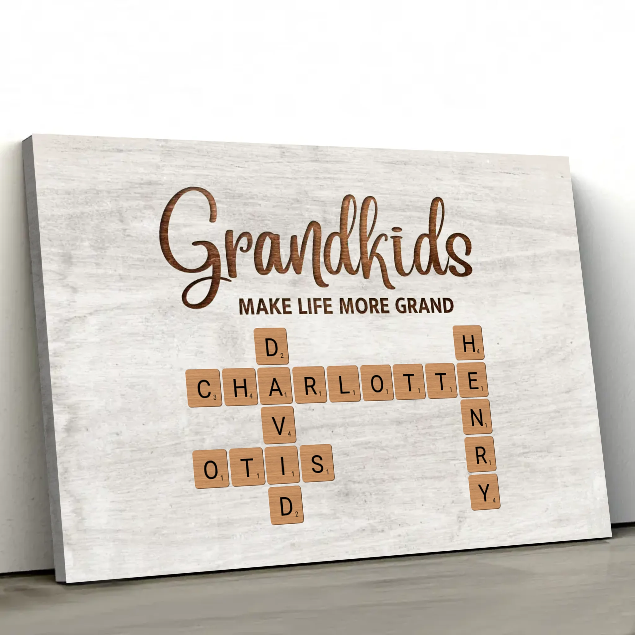 Personalized Canvas āGrandchildren make life more beautiful - crossword puzzleā
