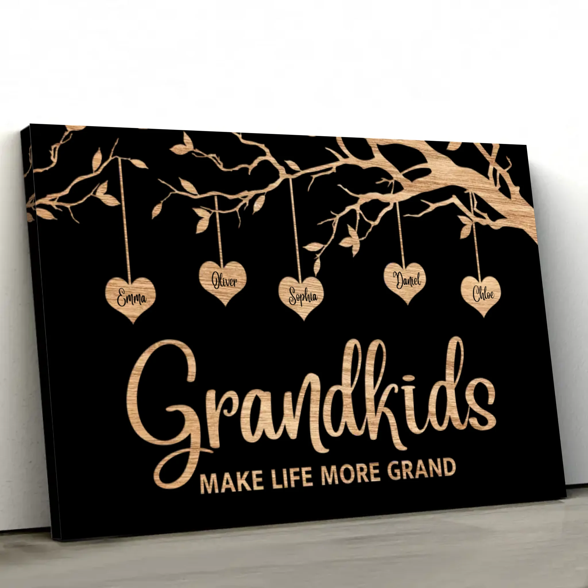 Personalized Canvas "Family Tree with black background"