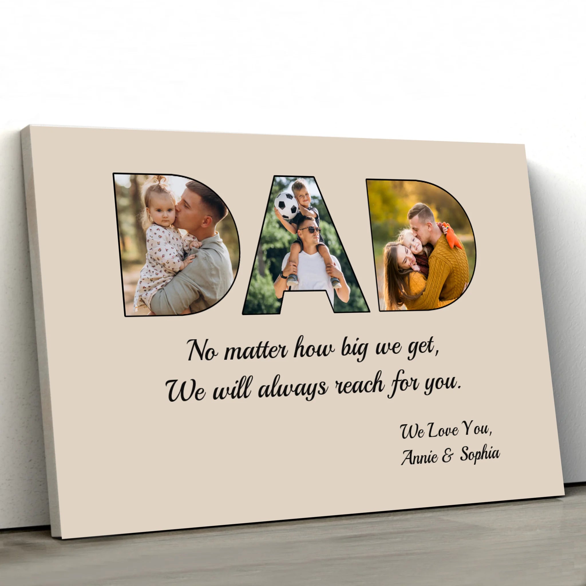 Personalized Canvas "DAD - I will always reach for you"