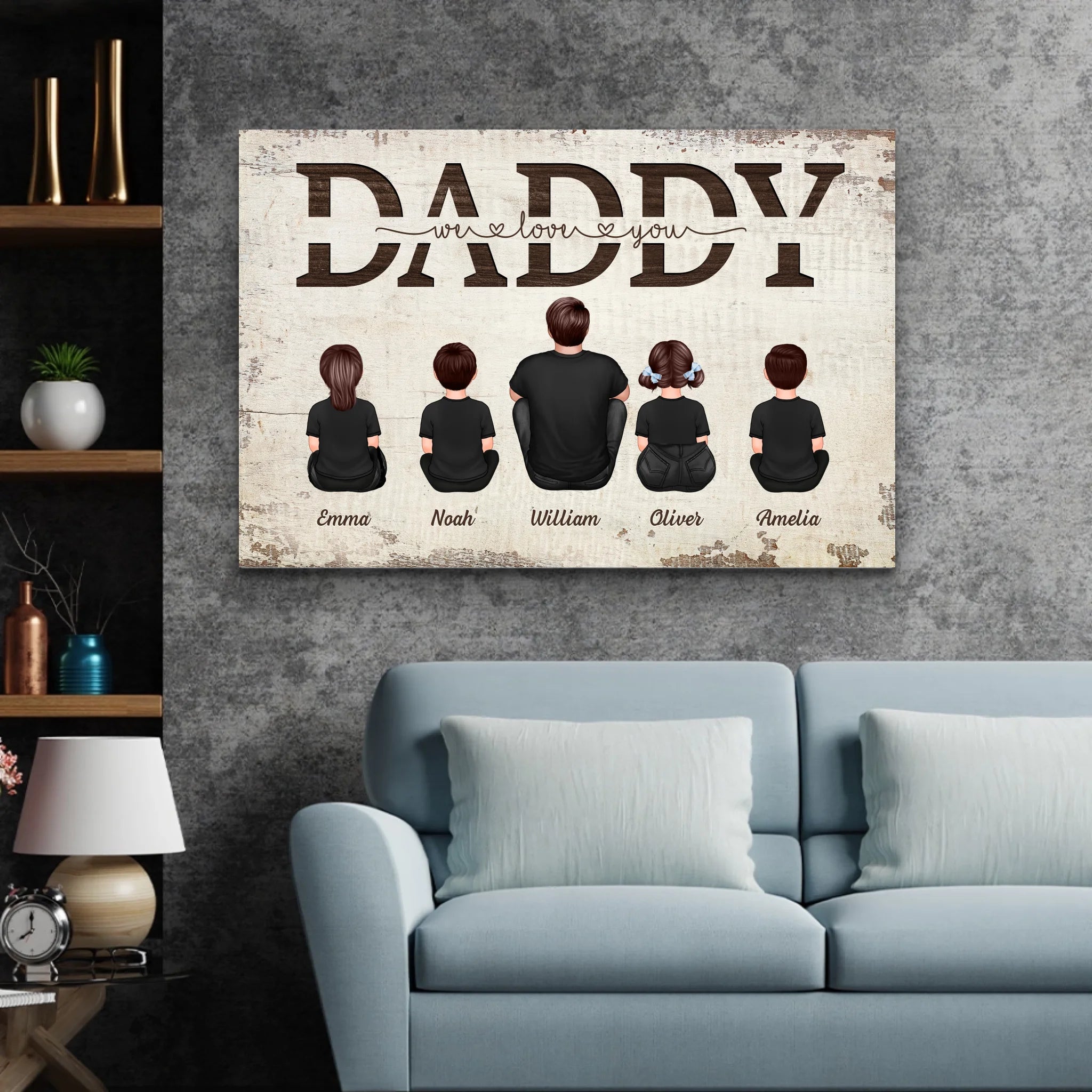 Personalized Canvas “Daddy, we love you – with family members”