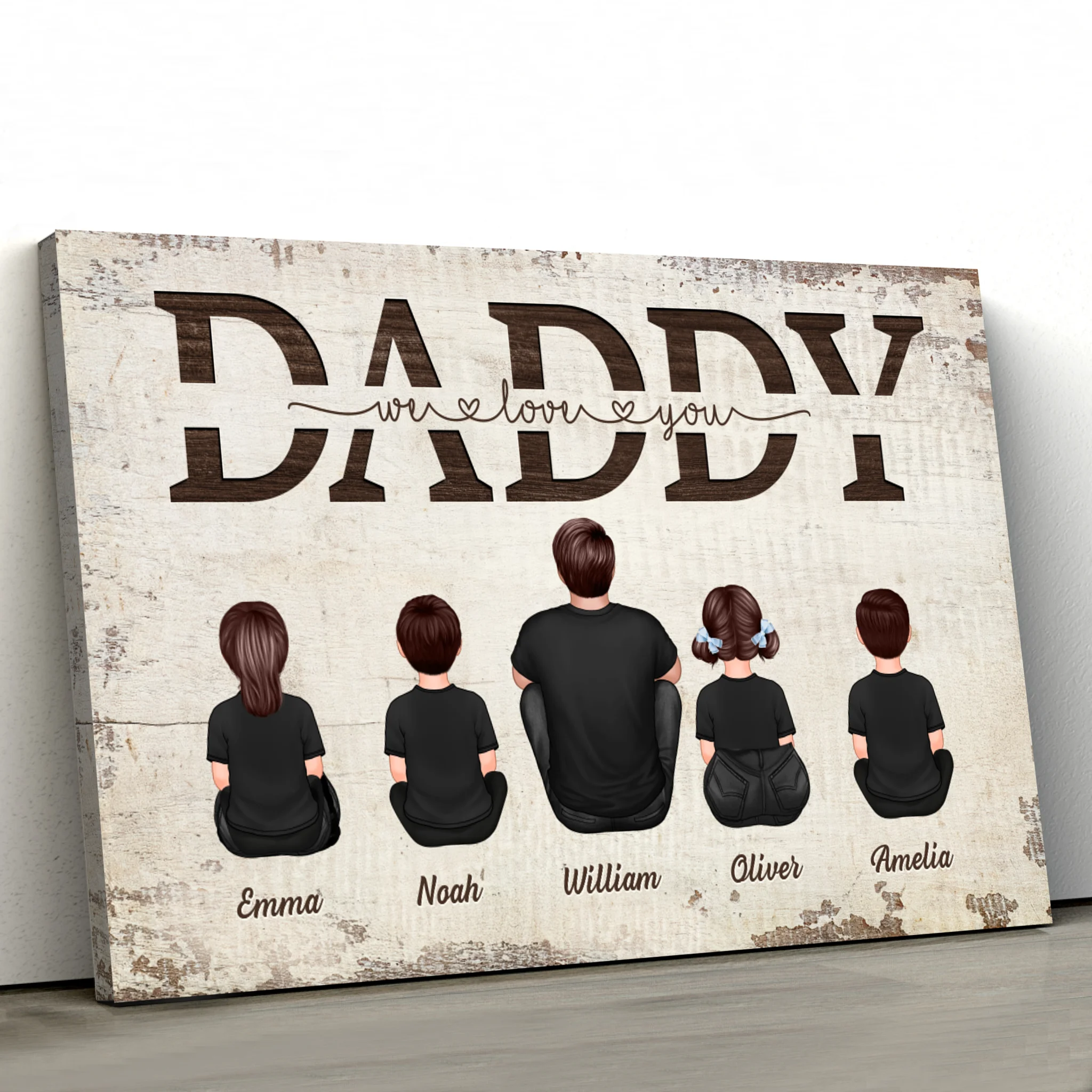 Personalized Canvas “Daddy, we love you – with family members”