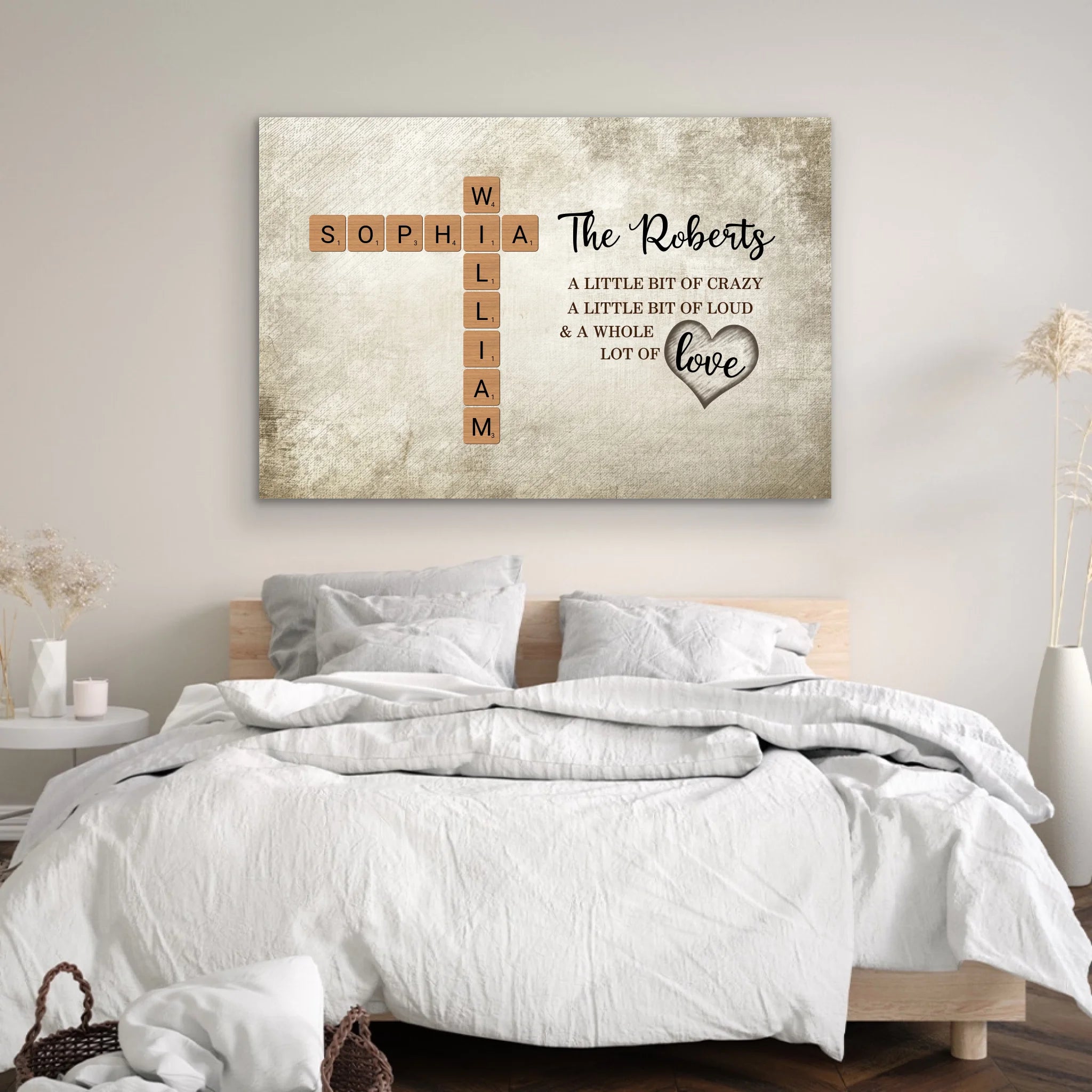Personalized Canvas "A little bit of crazy, a little bit of loud and a hole lot of love - Crossword Art"