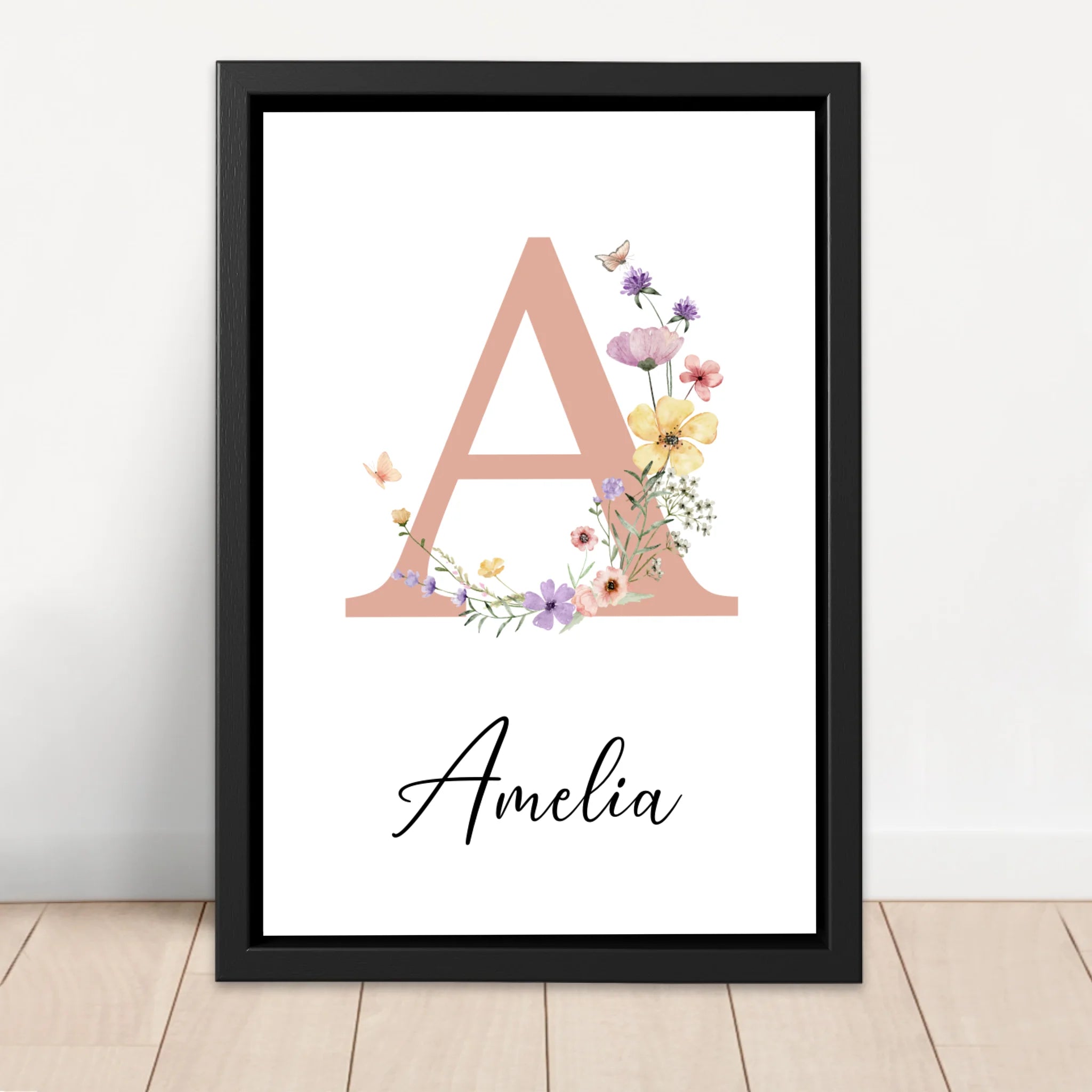 Personalized Canvas – Baby Floral Initial Name Sign