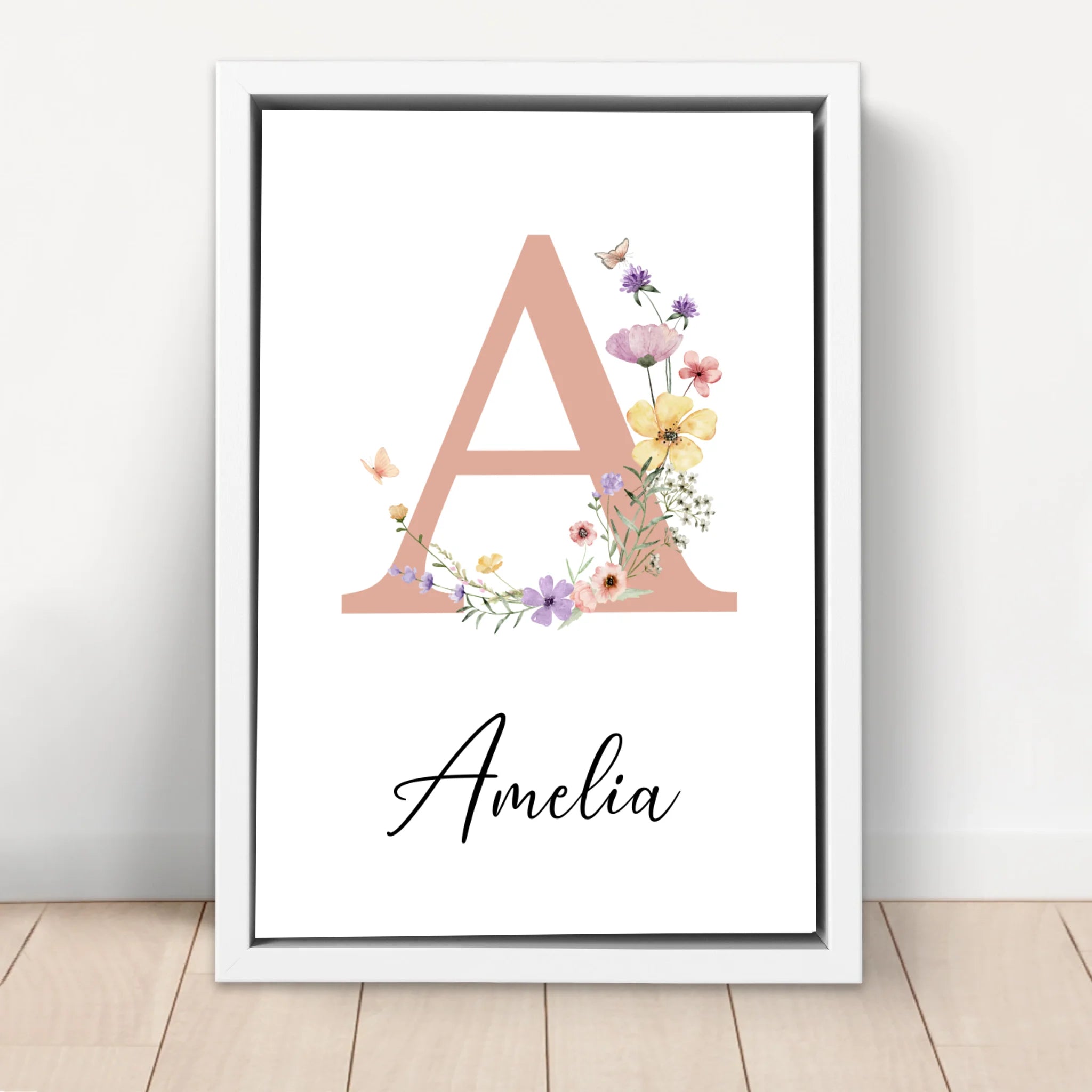 Personalized Canvas – Baby Floral Initial Name Sign