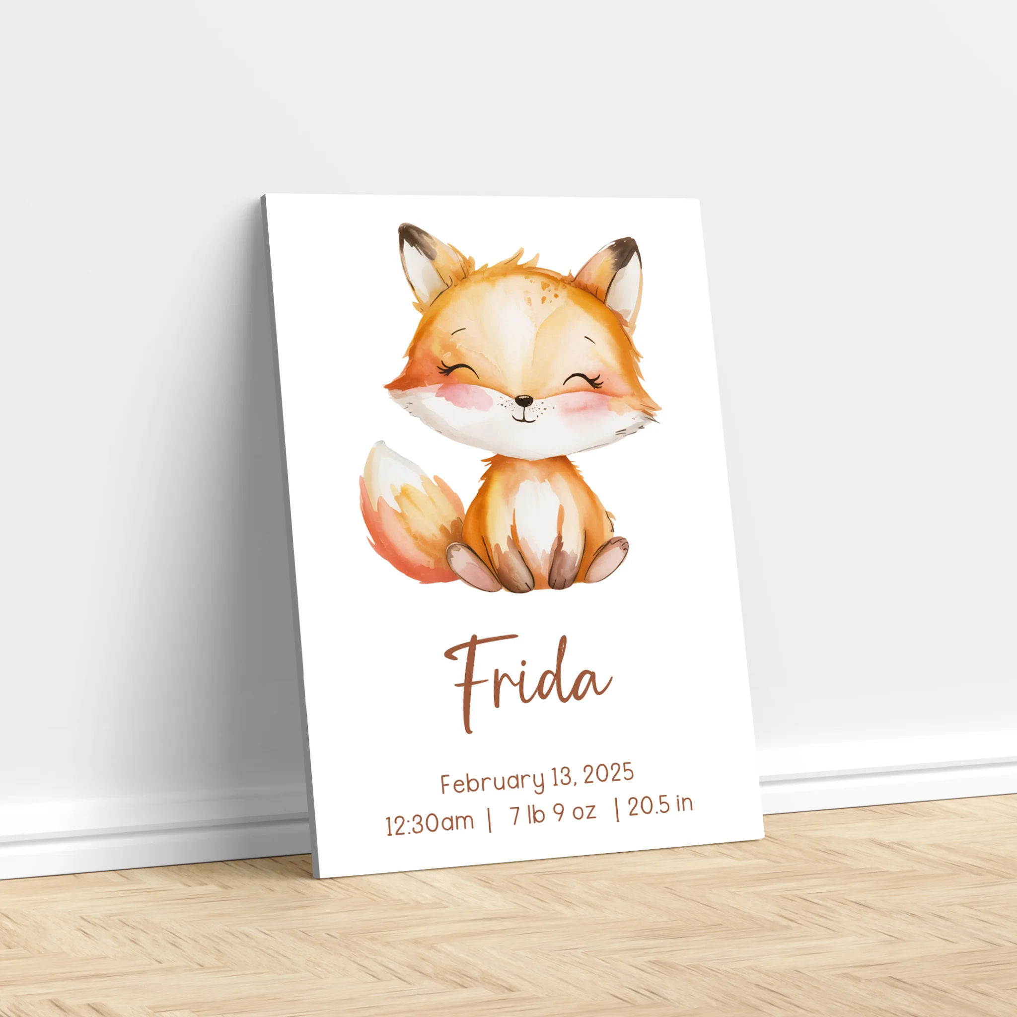 Personalized Canvas – Birth Gift With Animal Motif